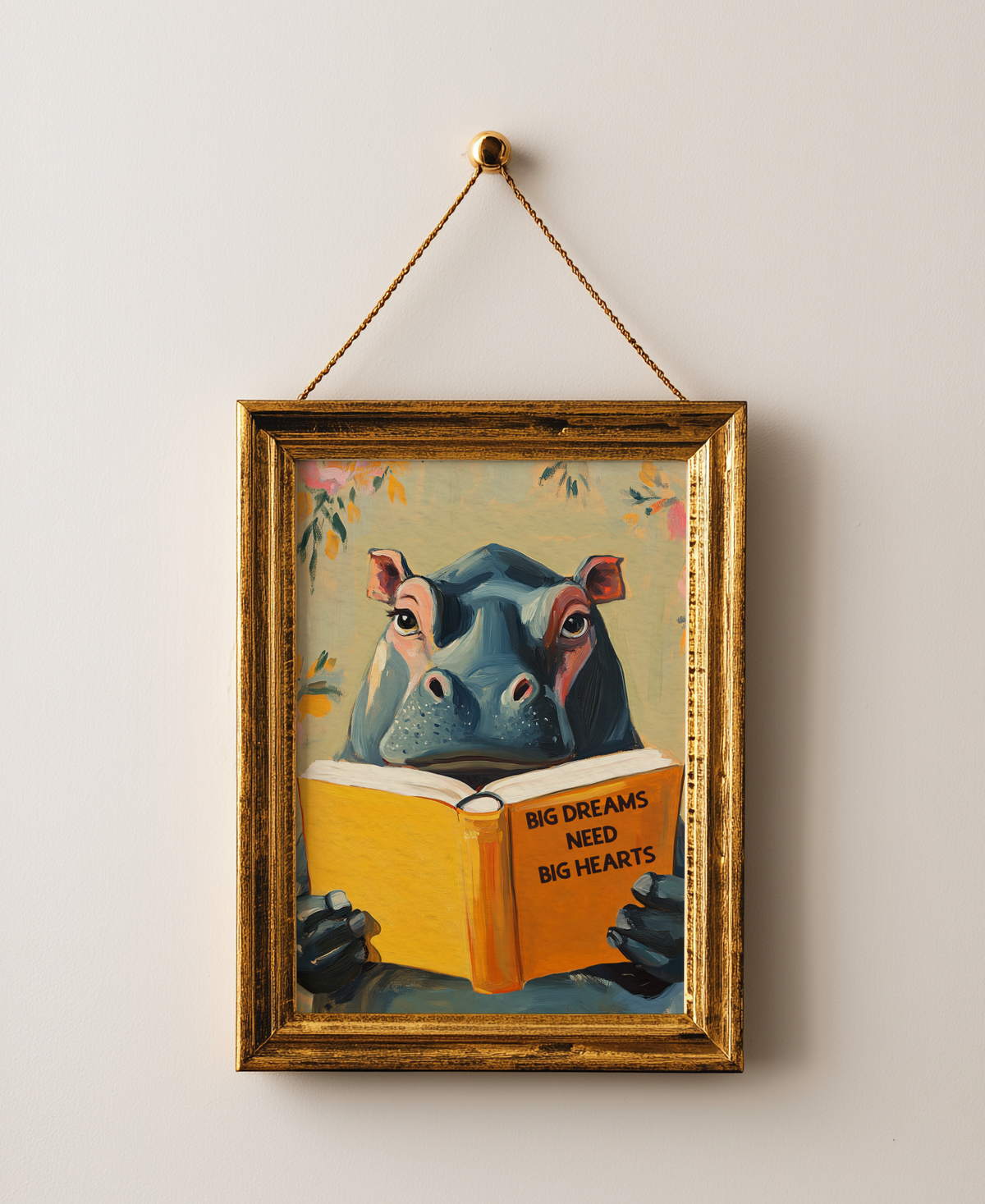 Hippo Reading Motivational Big Dreams Need Big Hearts
