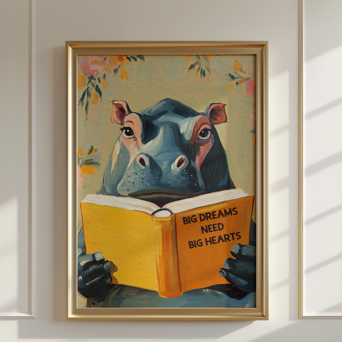 Hippo Reading Motivational Big Dreams Need Big Hearts