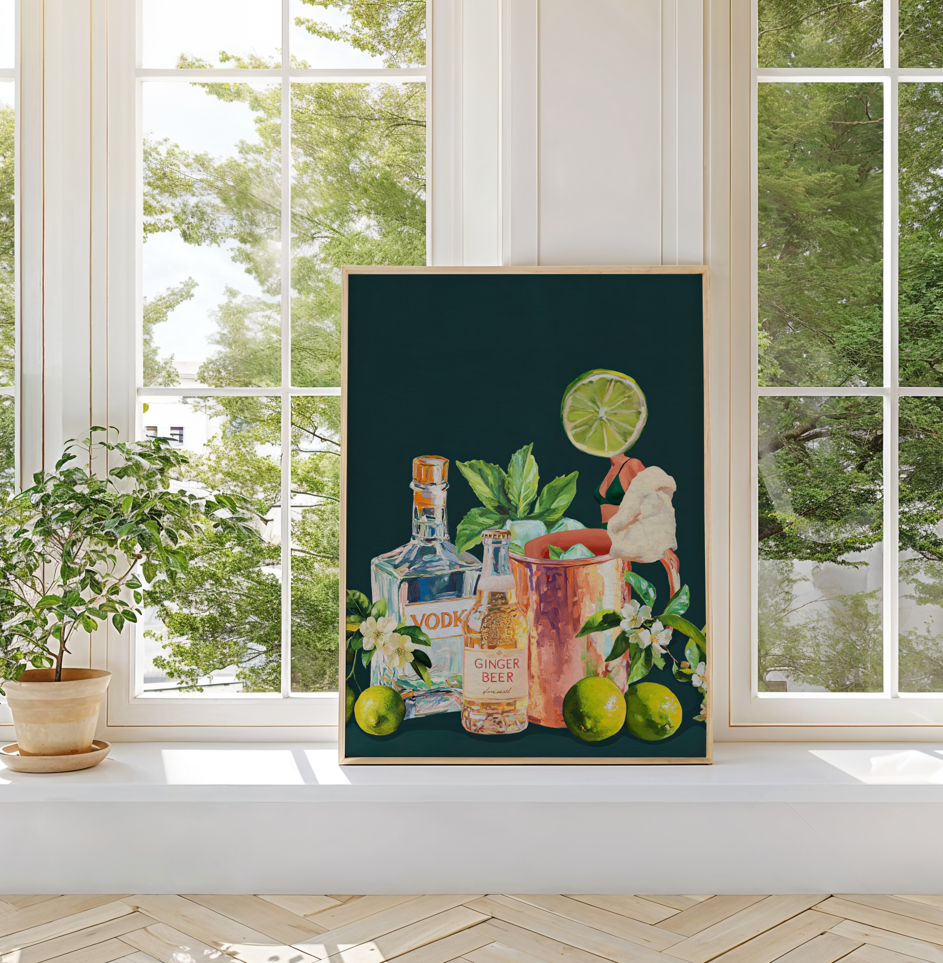 Moscow Mule Girl Retro Cocktail Wall Art – Vintage Cocktail Print, Retro Bar Decor, Fun Drink Art, Moscow Mule Poster, Girls Night Art