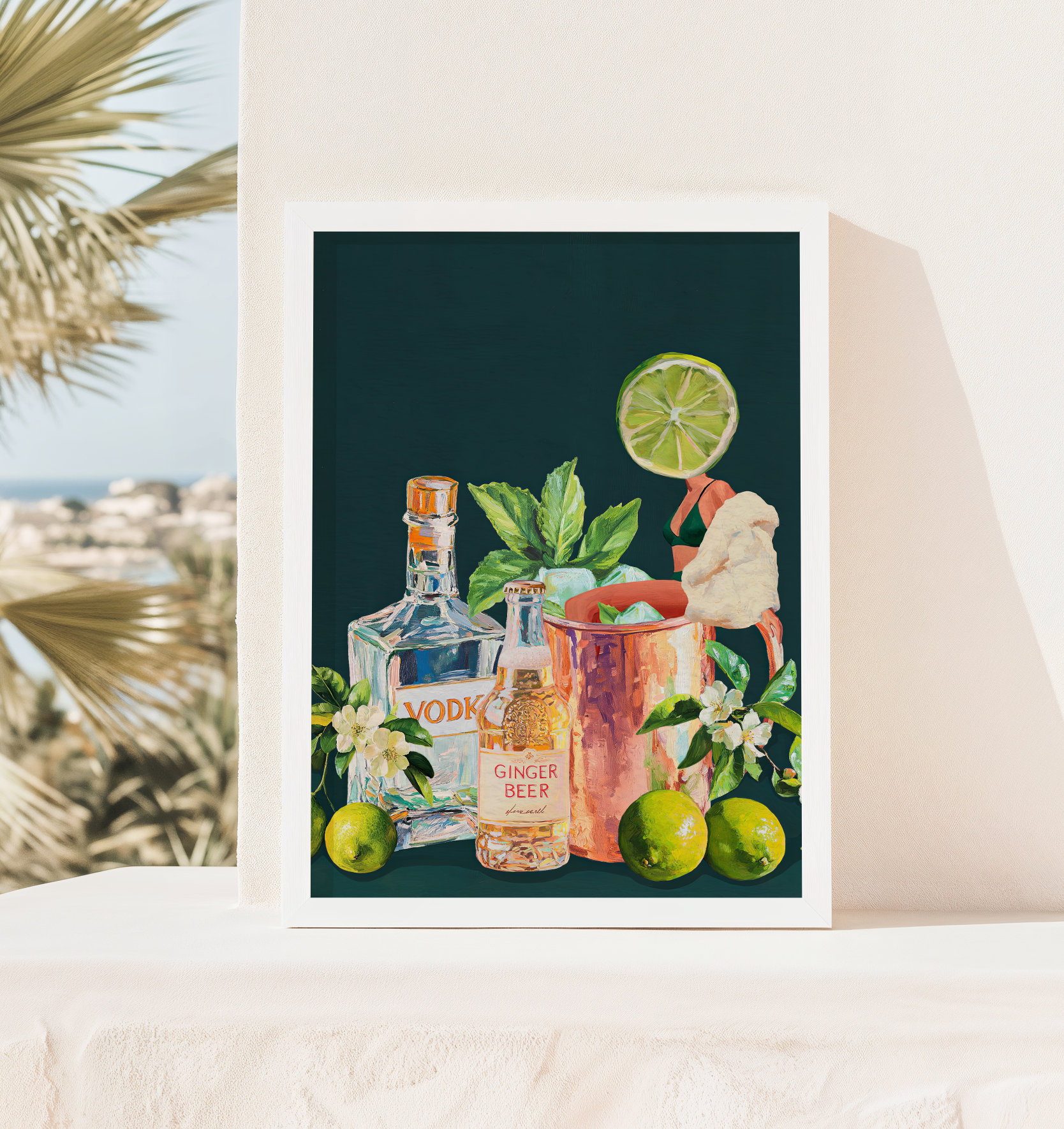 Moscow Mule Girl Retro Cocktail Wall Art – Vintage Cocktail Print, Retro Bar Decor, Fun Drink Art, Moscow Mule Poster, Girls Night Art