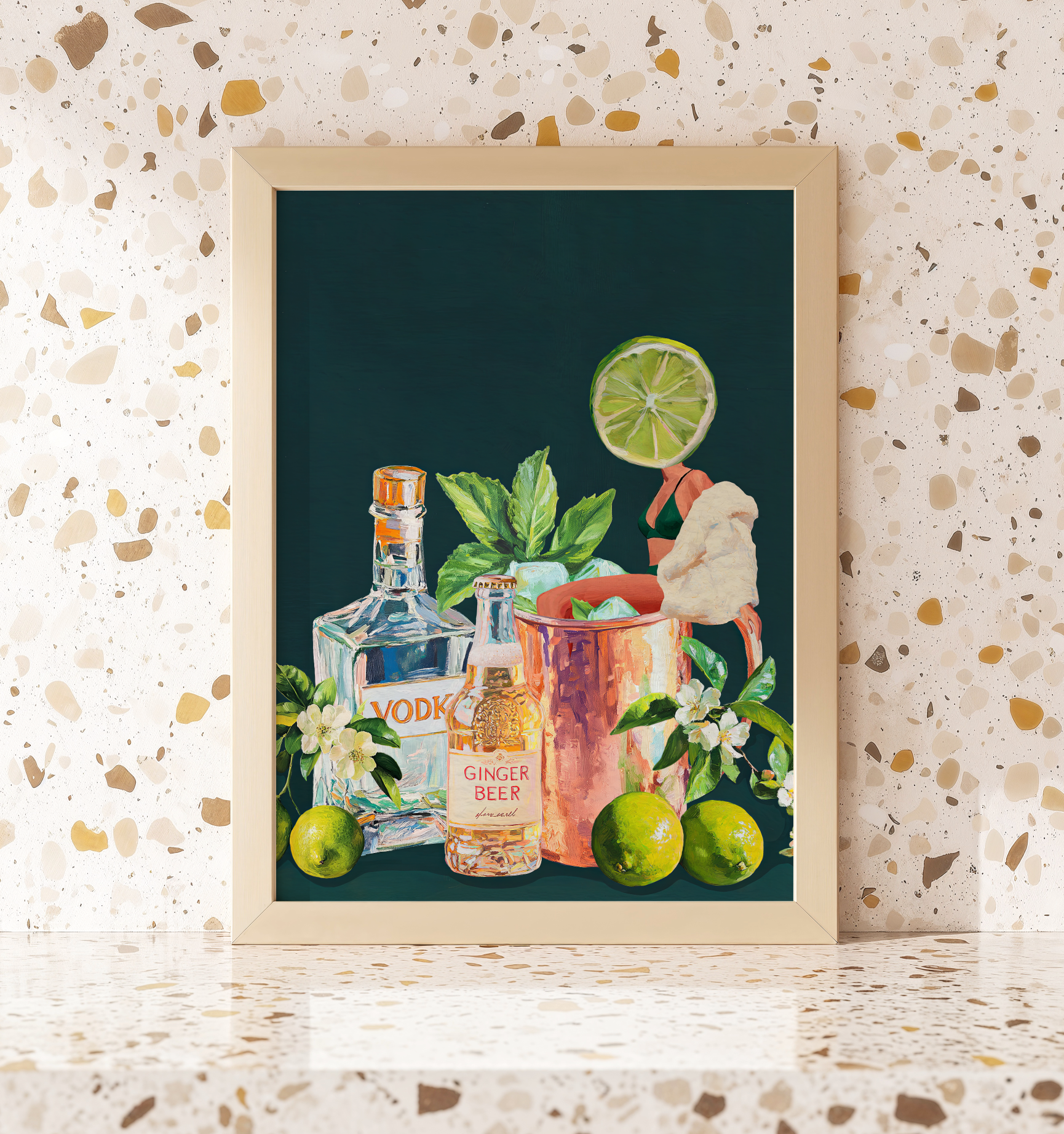 Moscow Mule Girl Retro Cocktail Wall Art – Vintage Cocktail Print, Retro Bar Decor, Fun Drink Art, Moscow Mule Poster, Girls Night Art