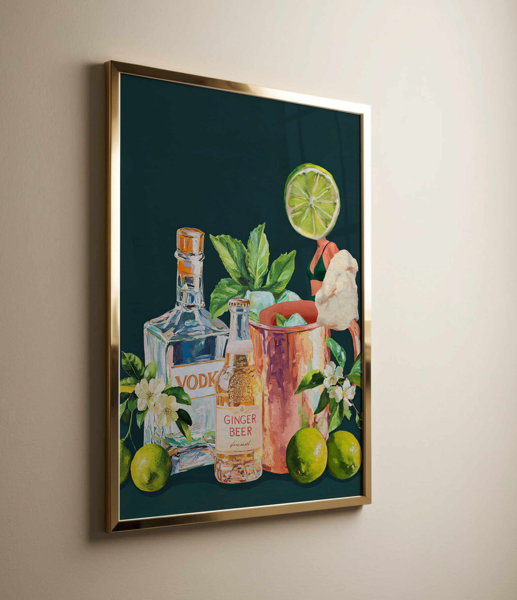 Moscow Mule Girl Retro Cocktail Wall Art – Vintage Cocktail Print, Retro Bar Decor, Fun Drink Art, Moscow Mule Poster, Girls Night Art