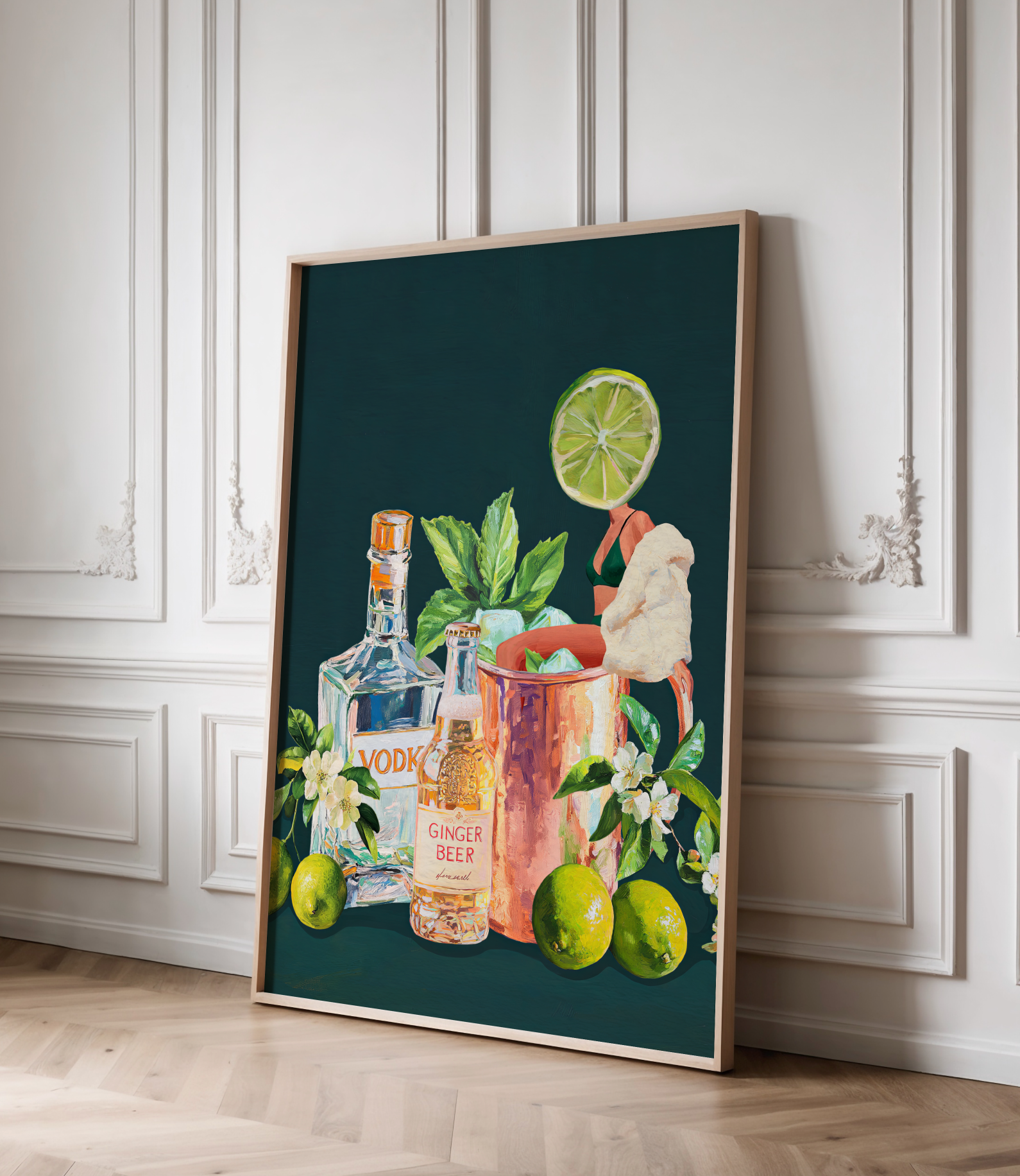 Moscow Mule Girl Retro Cocktail Wall Art – Vintage Cocktail Print, Retro Bar Decor, Fun Drink Art, Moscow Mule Poster, Girls Night Art
