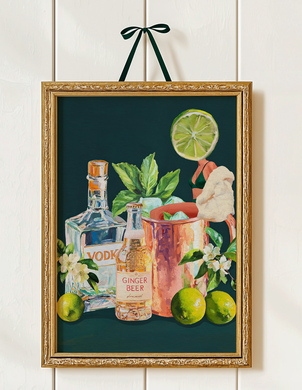 Moscow Mule Girl Retro Cocktail Wall Art – Vintage Cocktail Print, Retro Bar Decor, Fun Drink Art, Moscow Mule Poster, Girls Night Art