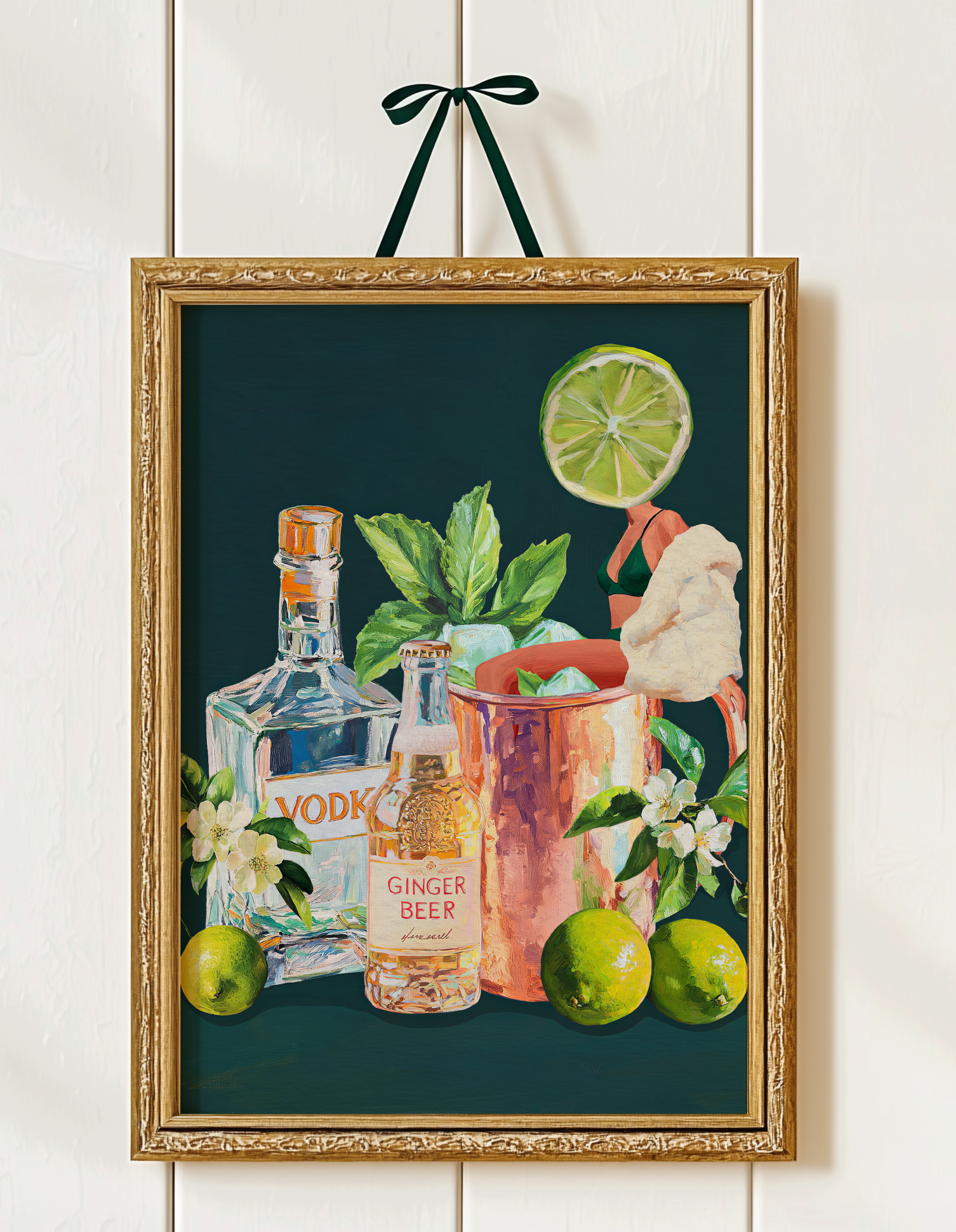 Moscow Mule Girl Retro Cocktail Wall Art – Vintage Cocktail Print, Retro Bar Decor, Fun Drink Art, Moscow Mule Poster, Girls Night Art