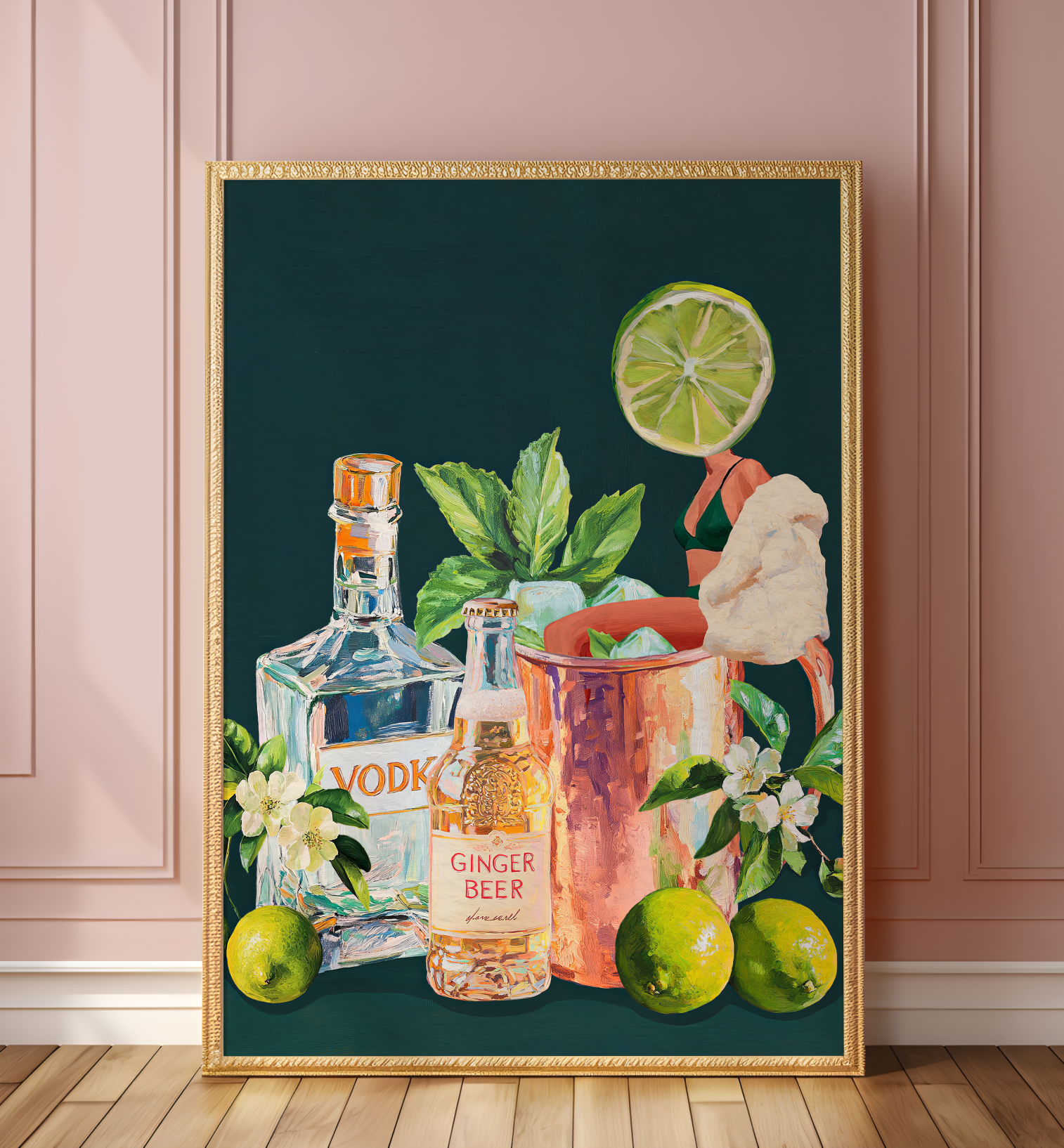 Moscow Mule Girl Retro Cocktail Wall Art – Vintage Cocktail Print, Retro Bar Decor, Fun Drink Art, Moscow Mule Poster, Girls Night Art