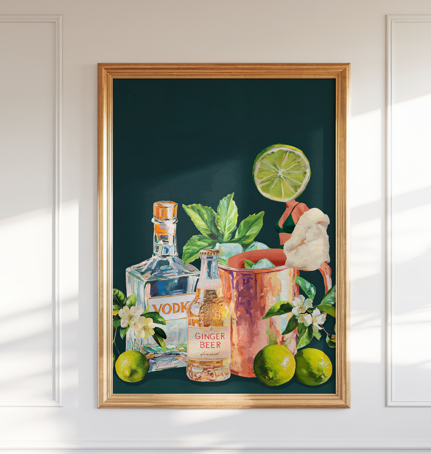 Moscow Mule Girl Retro Cocktail Wall Art – Vintage Cocktail Print, Retro Bar Decor, Fun Drink Art, Moscow Mule Poster, Girls Night Art