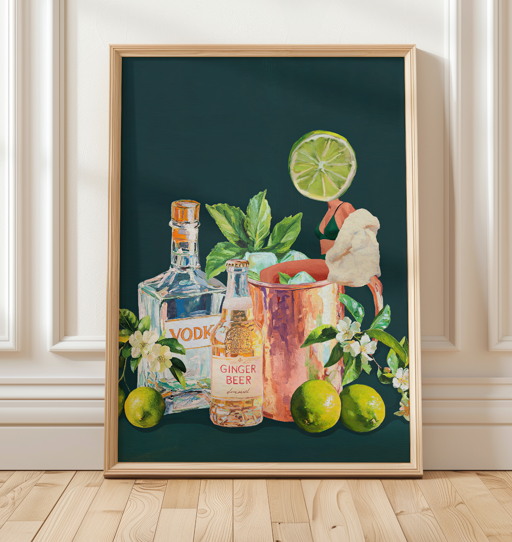 Moscow Mule Girl Retro Cocktail Wall Art – Vintage Cocktail Print, Retro Bar Decor, Fun Drink Art, Moscow Mule Poster, Girls Night Art