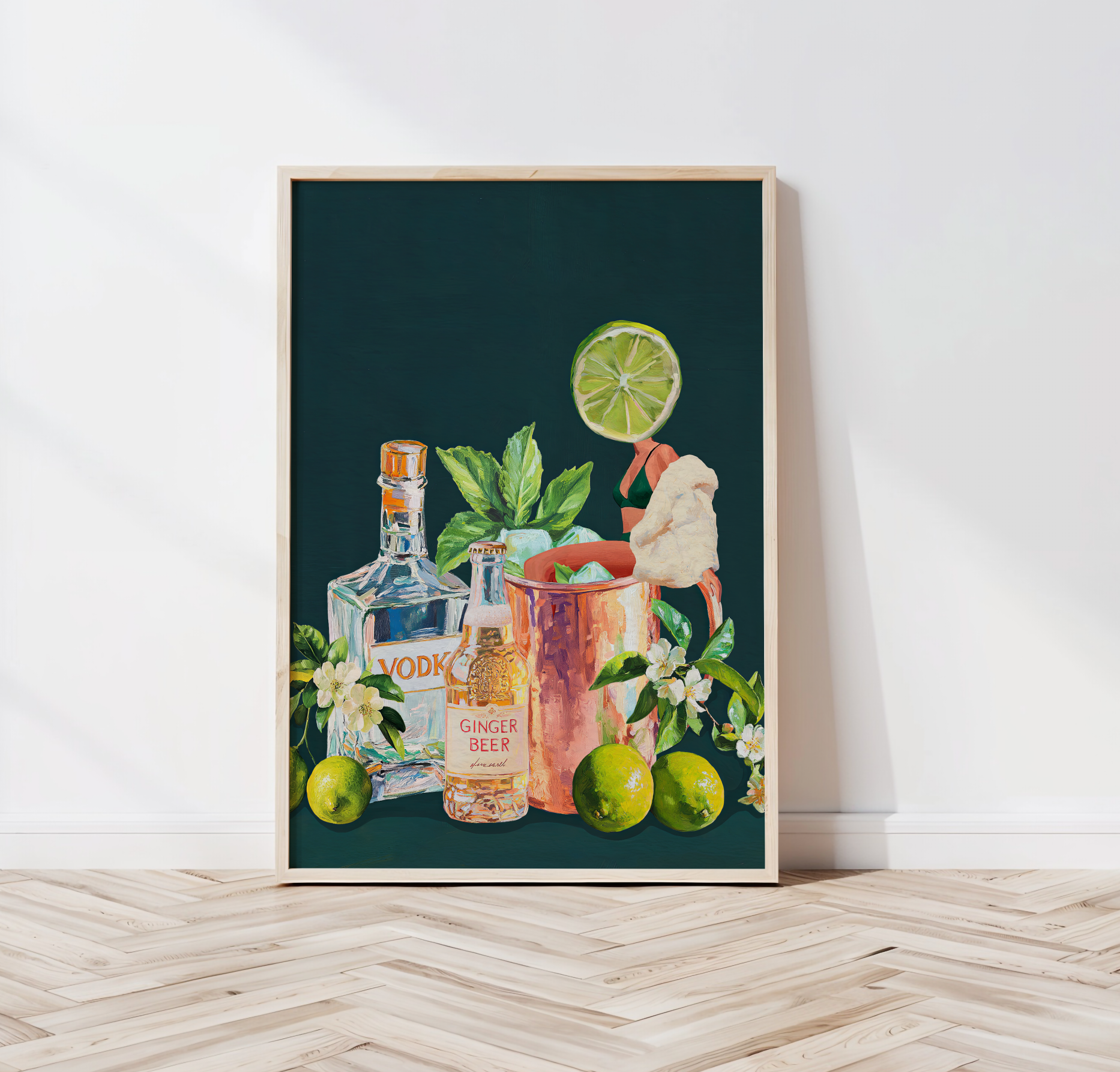 Moscow Mule Girl Retro Cocktail Wall Art – Vintage Cocktail Print, Retro Bar Decor, Fun Drink Art, Moscow Mule Poster, Girls Night Art