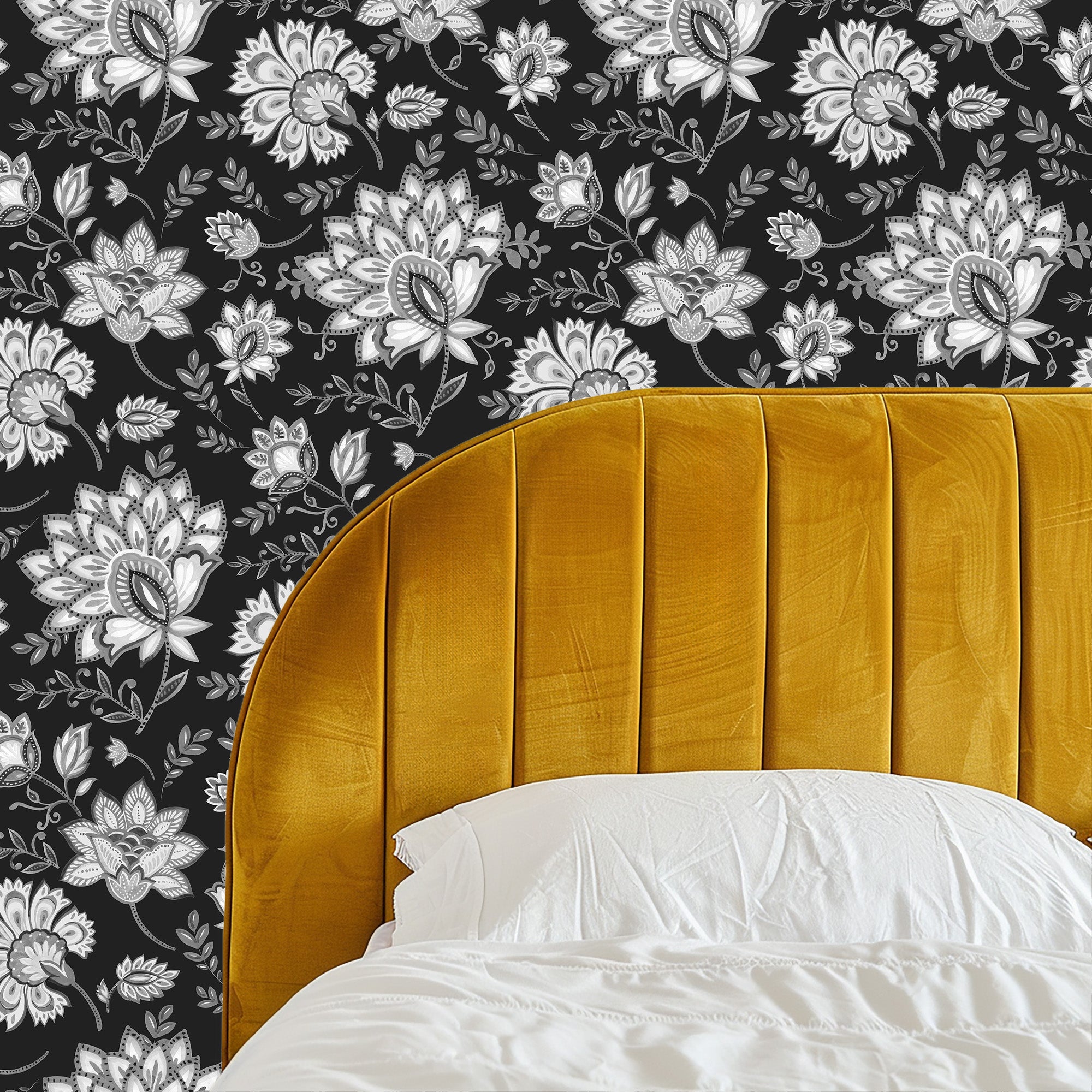 Bohemian Whimsy Floral - Noir Wallpaper