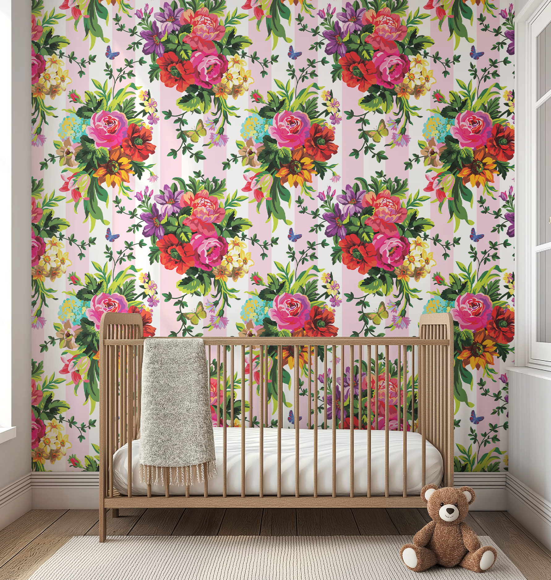 Vibrant Floral Pop Wallpaper - Large