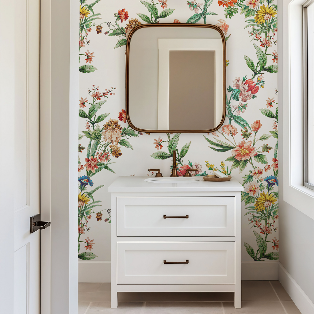 Ornamental Floral Motif Wallpaper - White by RebelMod