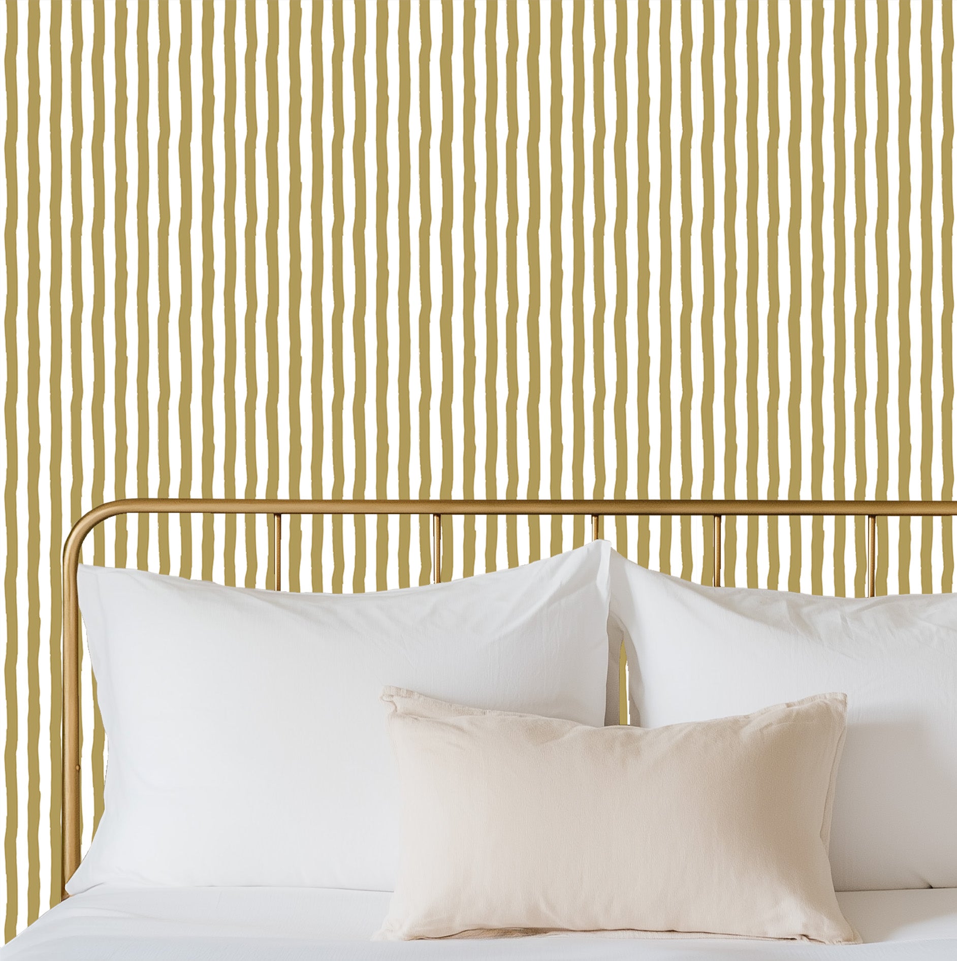 Vibrant Muted Yellow Gold White Stripes WallpaperVibrant Muted Yellow Gold White Stripes Wallpaper - Peel and Stick or Traditional