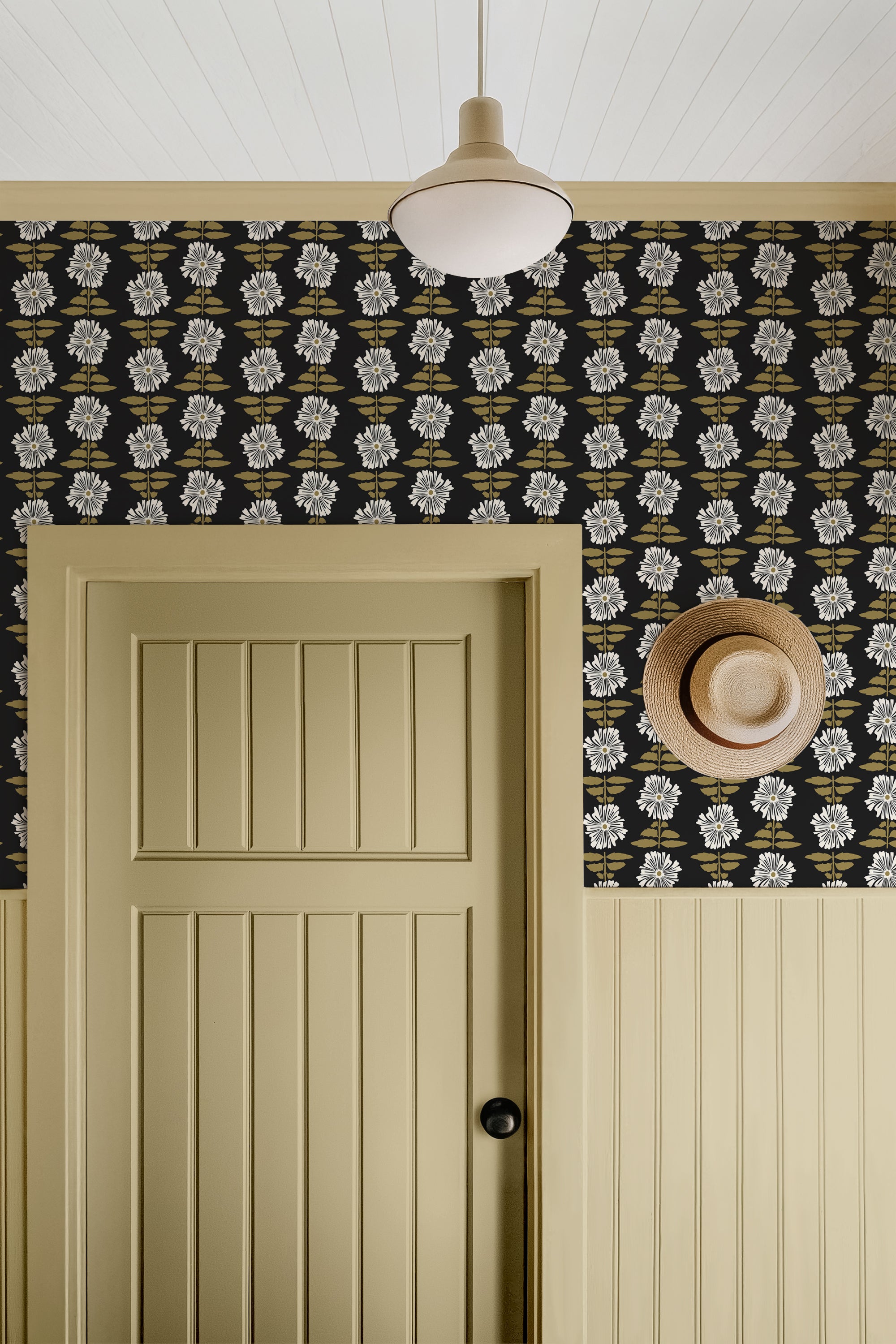 Vibrant Retro Floral Wallpaper - Charcoal Background