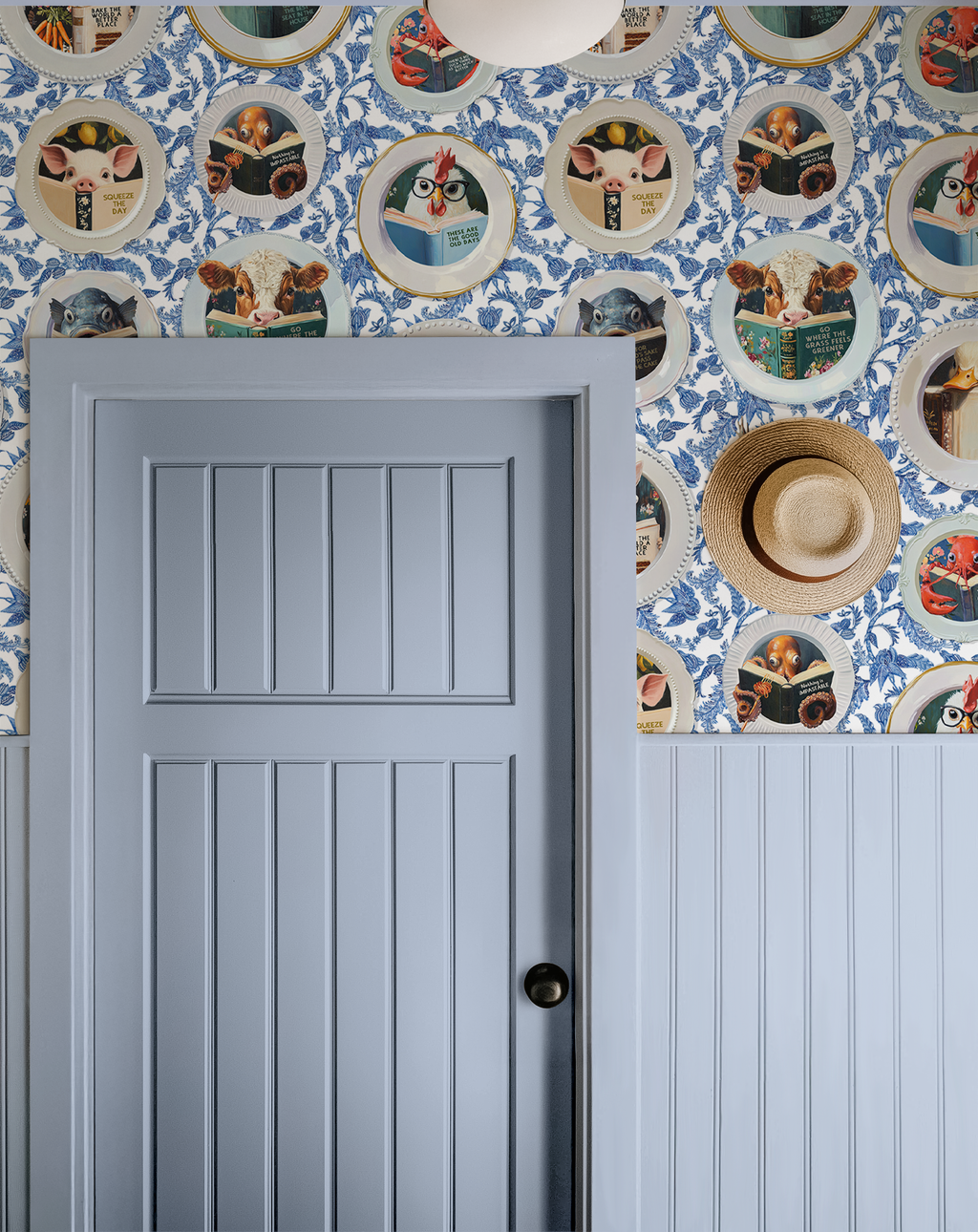 Animals Reading Kitchen Wallpaper - Blue Chintz - Image 5 by RebelMod