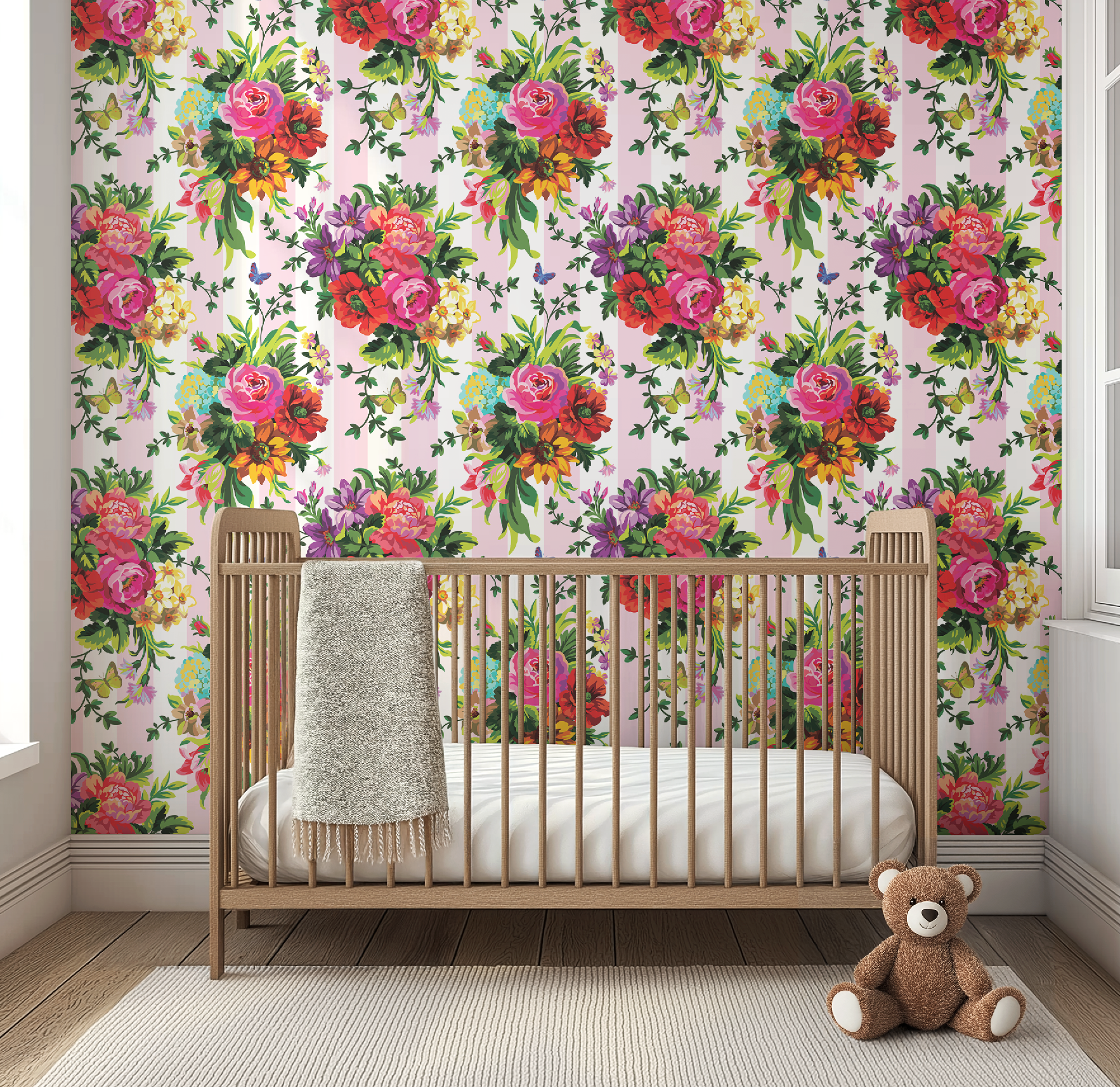 Vibrant Floral Pop Wallpaper - Small