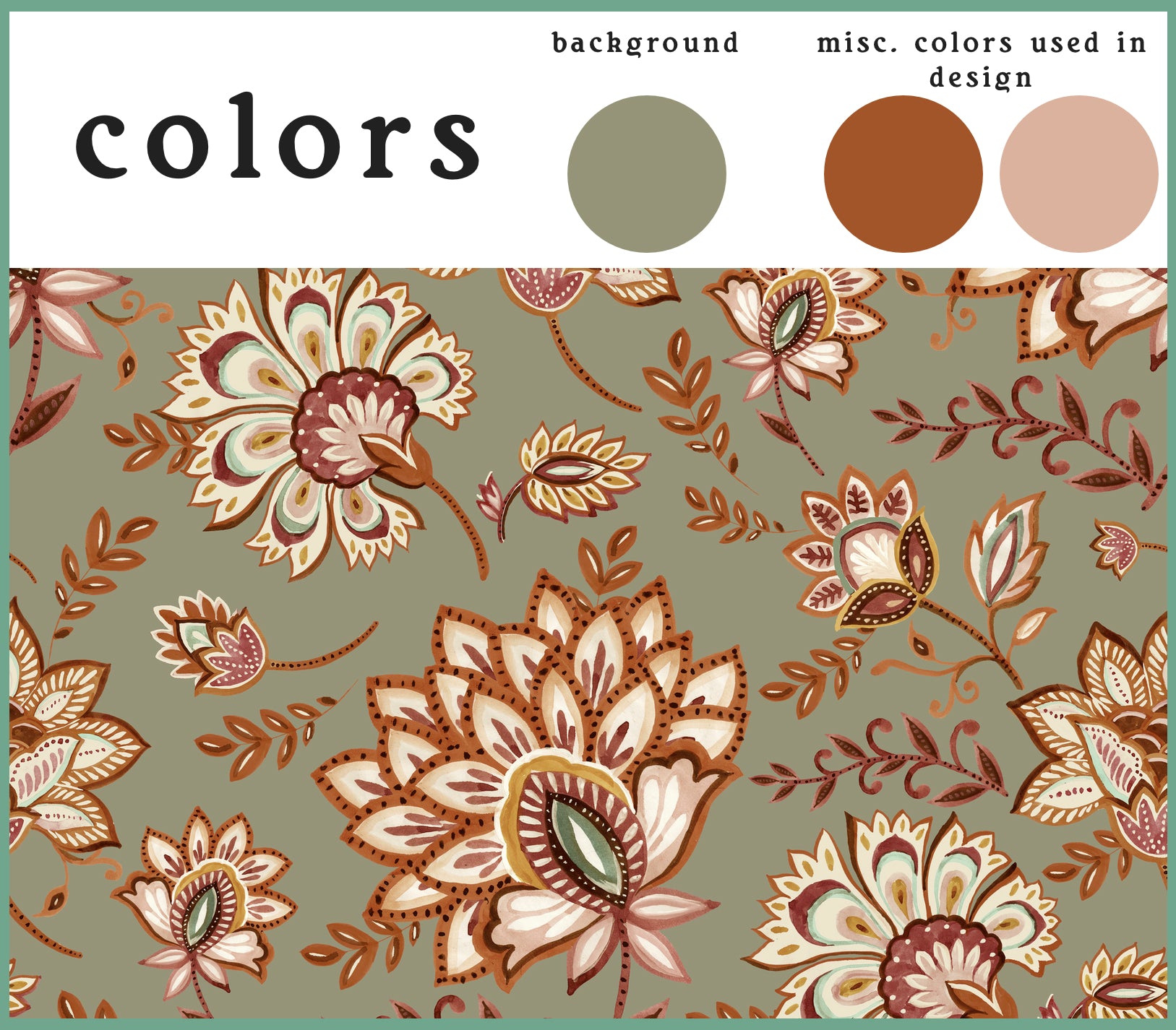 Bohemian Whimsy Floral - Muted Olive Wallpaper