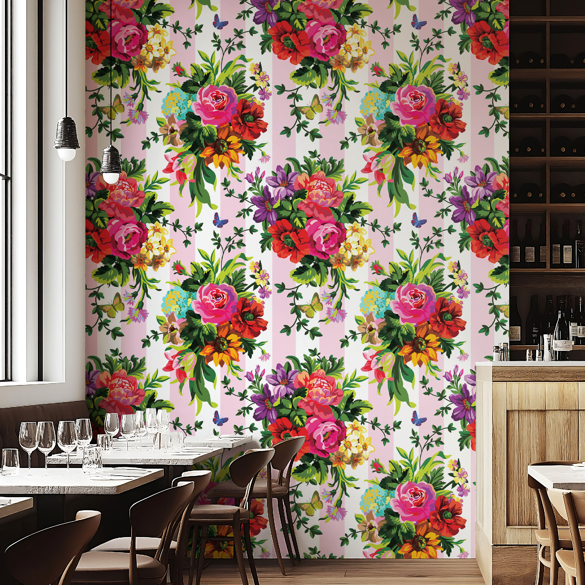Vibrant Floral Pop Wallpaper - Large
