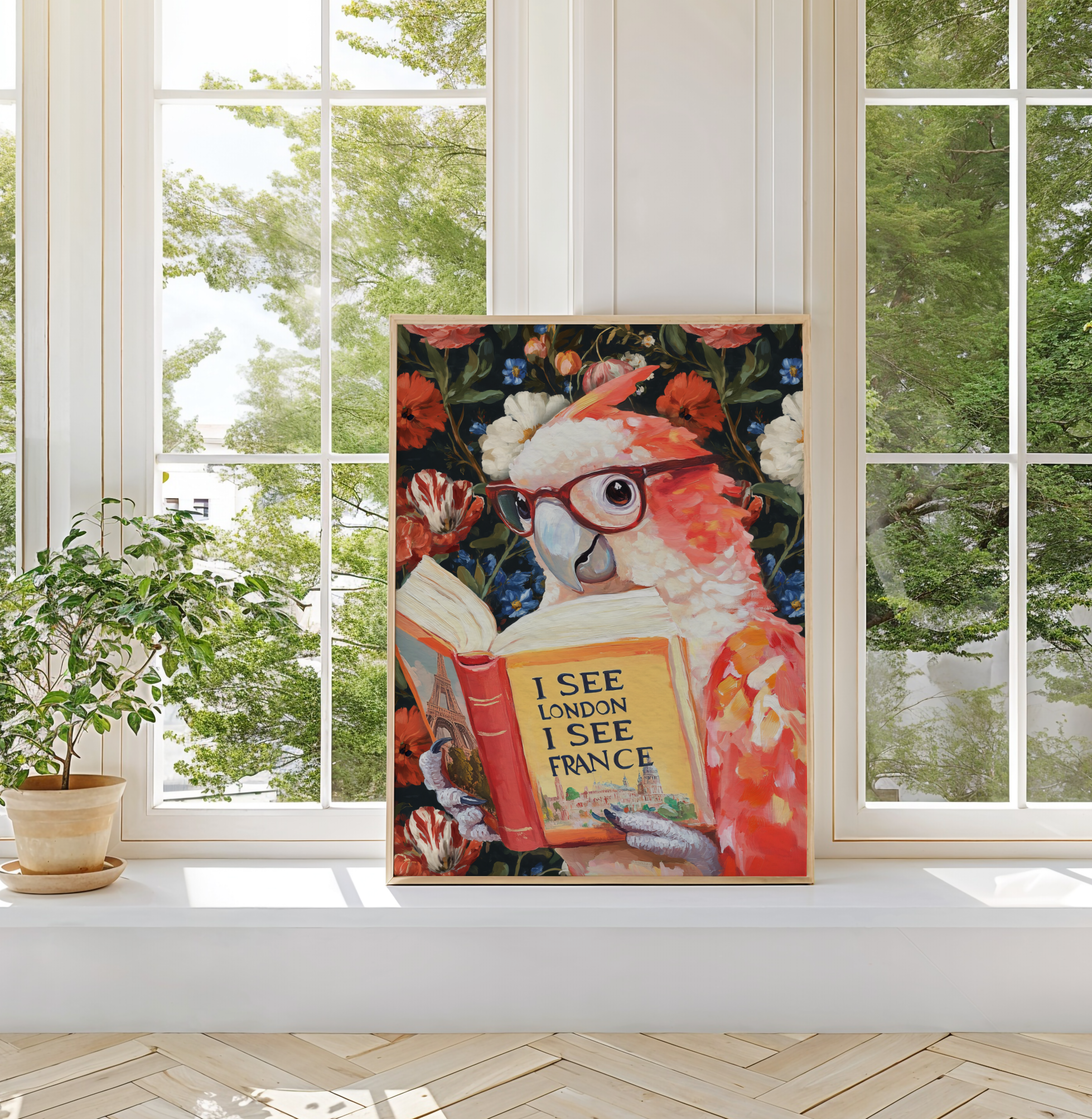 Funny Wall Art I See London I See France | Parrot Bathroom Art Print, Funny Animal Wall Decor, Quirky Bathroom Print, Humorous Art