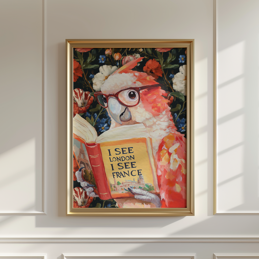 Funny Wall Art I See London I See France | Parrot Bathroom Art Print, Funny Animal Wall Decor, Quirky Bathroom Print, Humorous Art