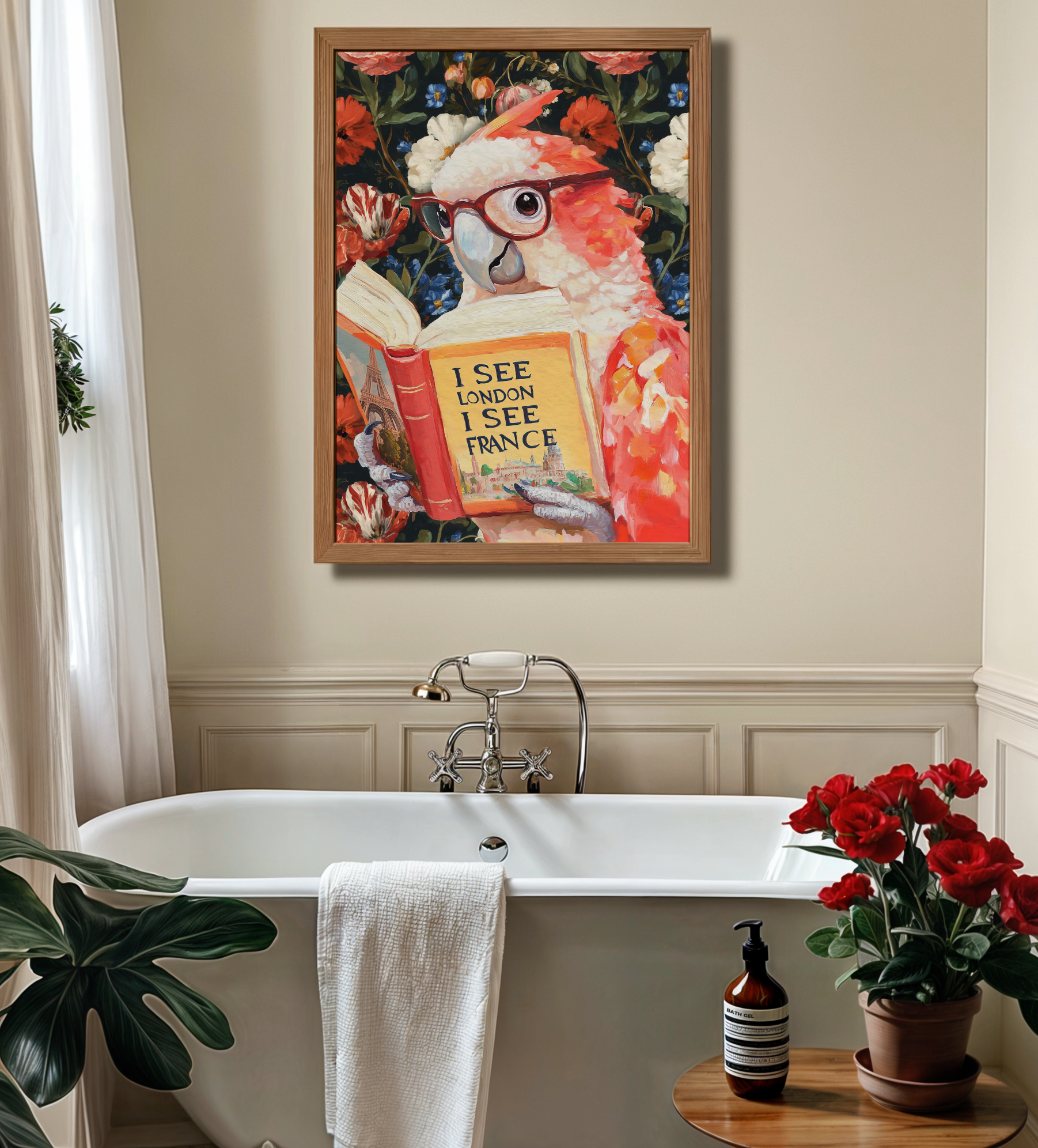 Funny Wall Art I See London I See France | Parrot Bathroom Art Print, Funny Animal Wall Decor, Quirky Bathroom Print, Humorous Art