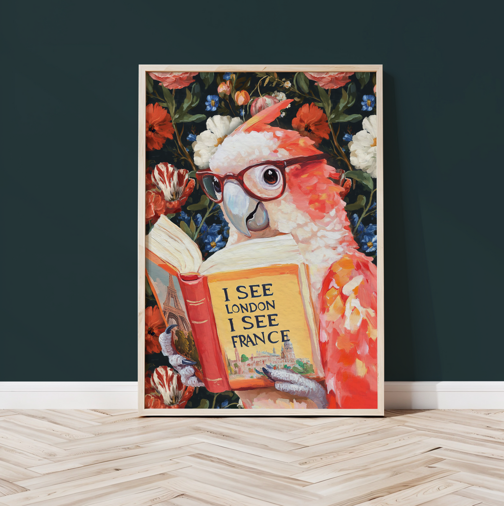 Funny Wall Art I See London I See France | Parrot Bathroom Art Print, Funny Animal Wall Decor, Quirky Bathroom Print, Humorous Art
