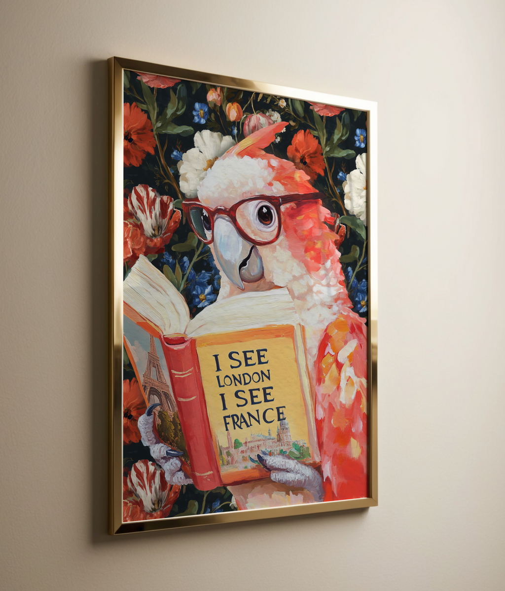 Funny Wall Art I See London I See France | Parrot Bathroom Art Print, Funny Animal Wall Decor, Quirky Bathroom Print, Humorous Art