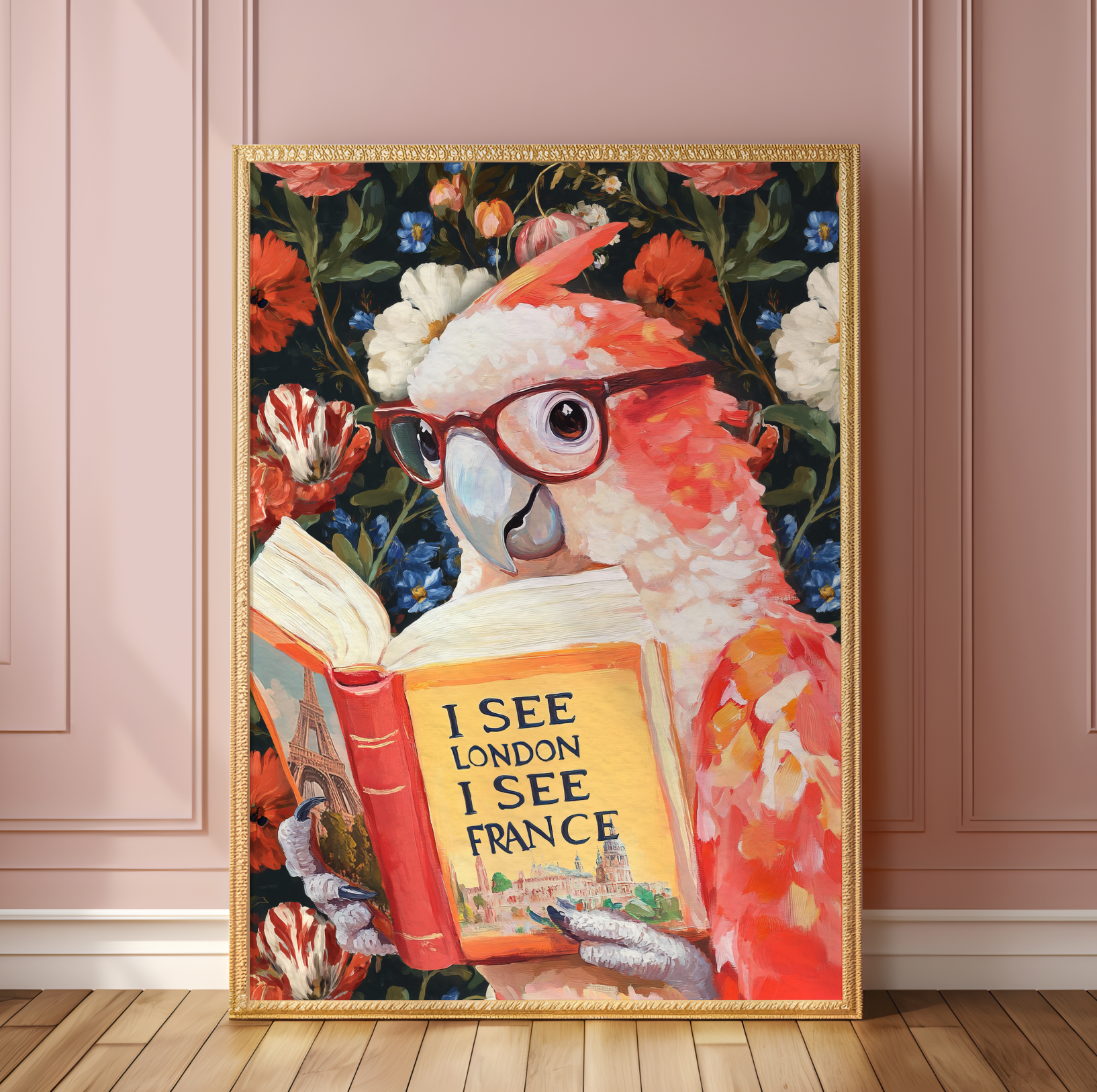 Funny Wall Art I See London I See France | Parrot Bathroom Art Print, Funny Animal Wall Decor, Quirky Bathroom Print, Humorous Art