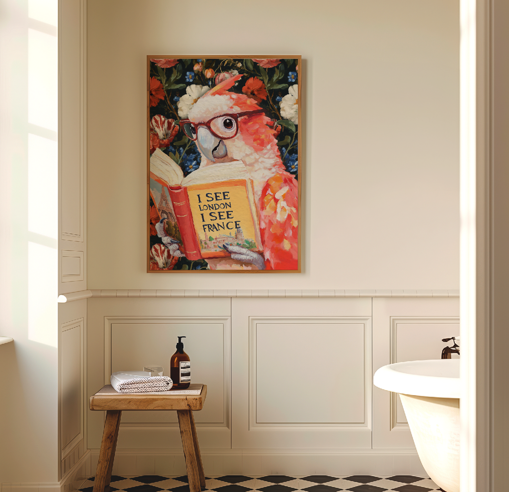 Funny Wall Art I See London I See France | Parrot Bathroom Art Print, Funny Animal Wall Decor, Quirky Bathroom Print, Humorous Art