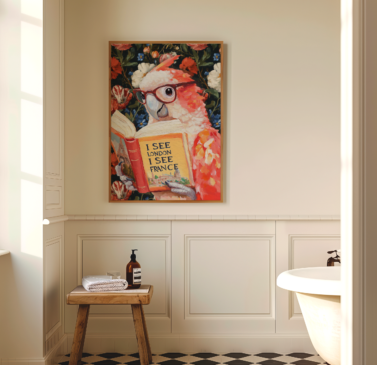 Funny Wall Art I See London I See France | Parrot Bathroom Art Print, Funny Animal Wall Decor, Quirky Bathroom Print, Humorous Art