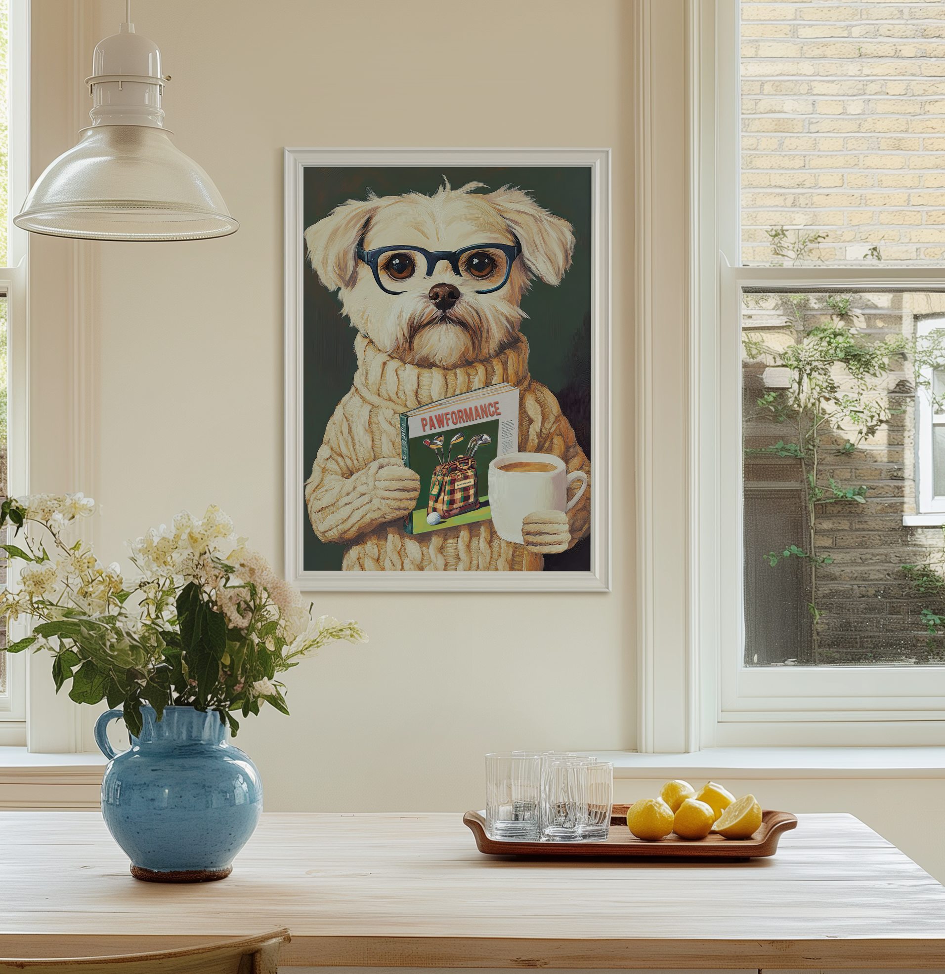 Funny Dog Reading Golf Magazine Art Print – Cute Dog Golf Decor, Animal Book Art, Golf Lover Gift, Quirky Pet Wall Decor