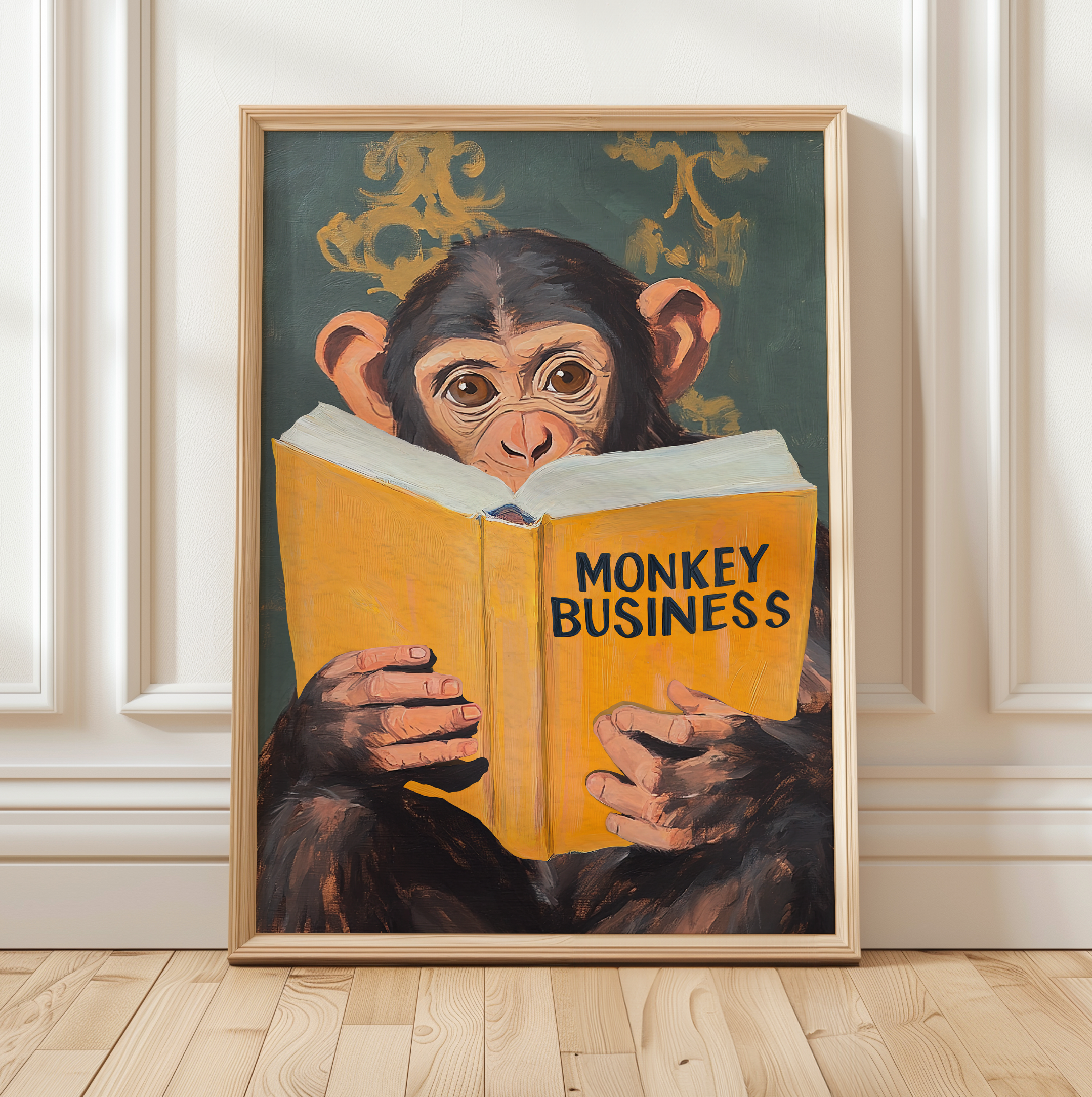 Monkey Business Wall Art – Funny Animal Print, Quirky Monkey Decor, Humor Art, Animal Lover Gift, Playful Wall Art, Jungle Theme Decor