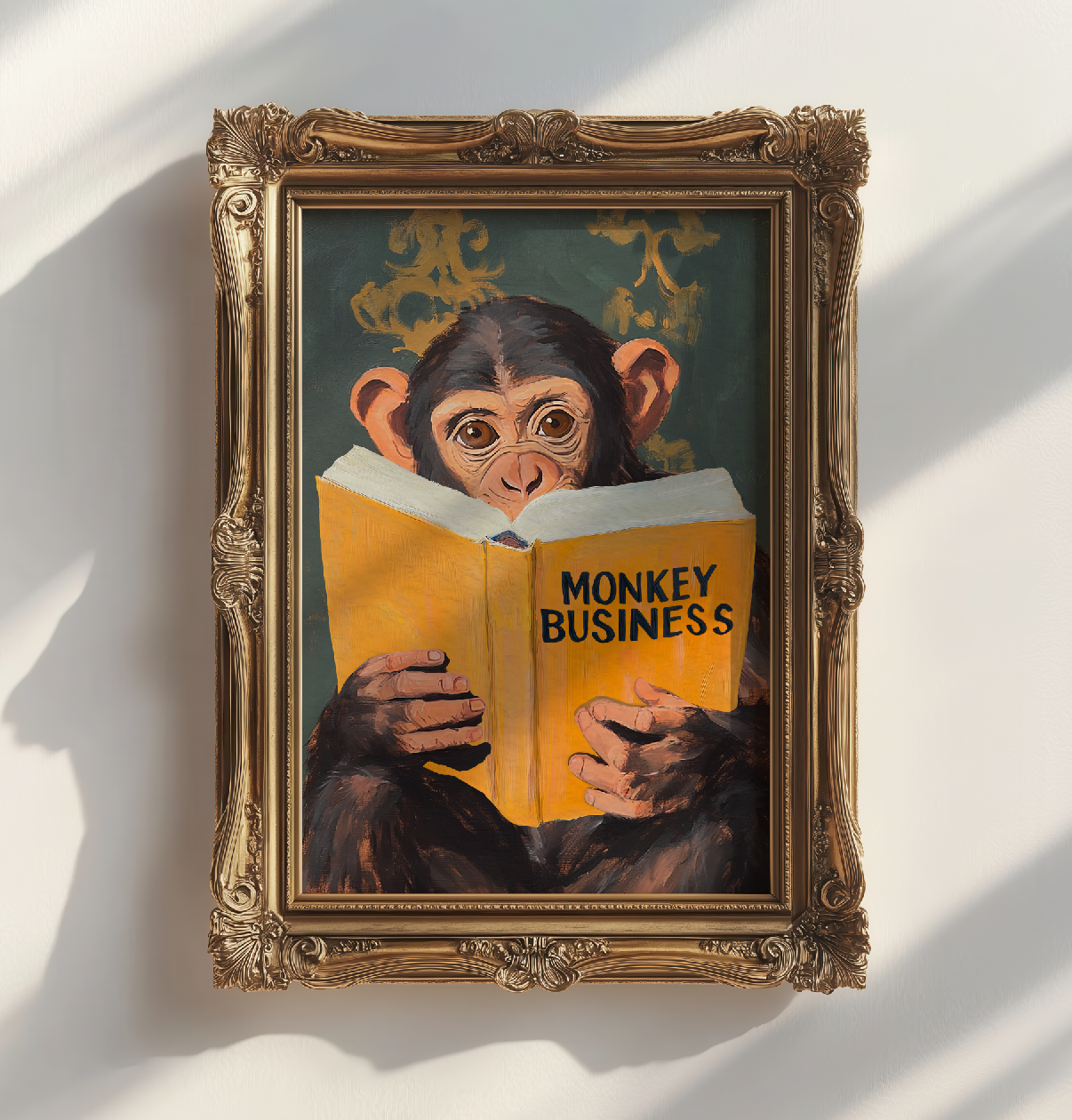 Monkey Business Wall Art – Funny Animal Print, Quirky Monkey Decor, Humor Art, Animal Lover Gift, Playful Wall Art, Jungle Theme Decor