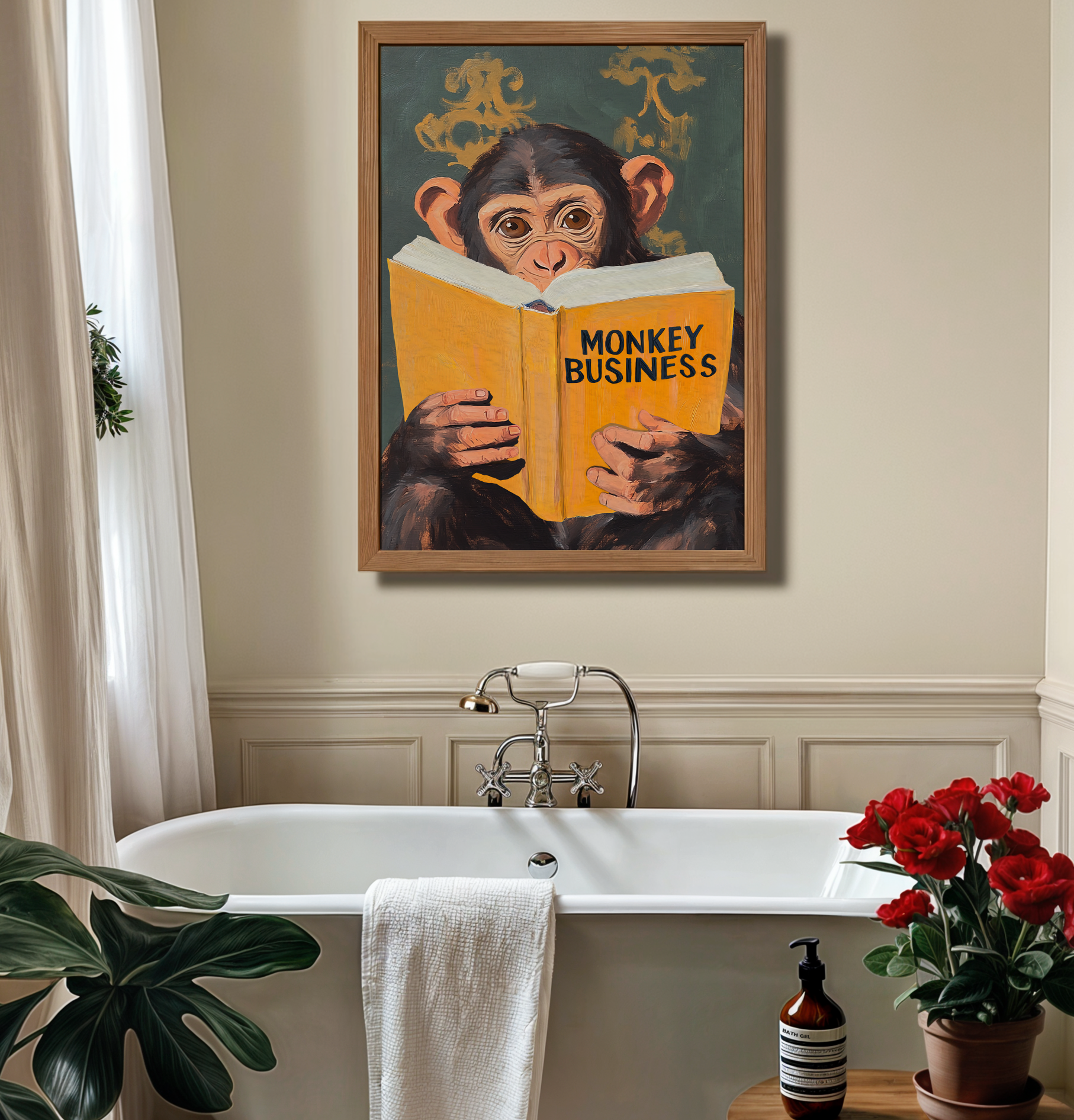 Monkey Business Wall Art – Funny Animal Print, Quirky Monkey Decor, Humor Art, Animal Lover Gift, Playful Wall Art, Jungle Theme Decor