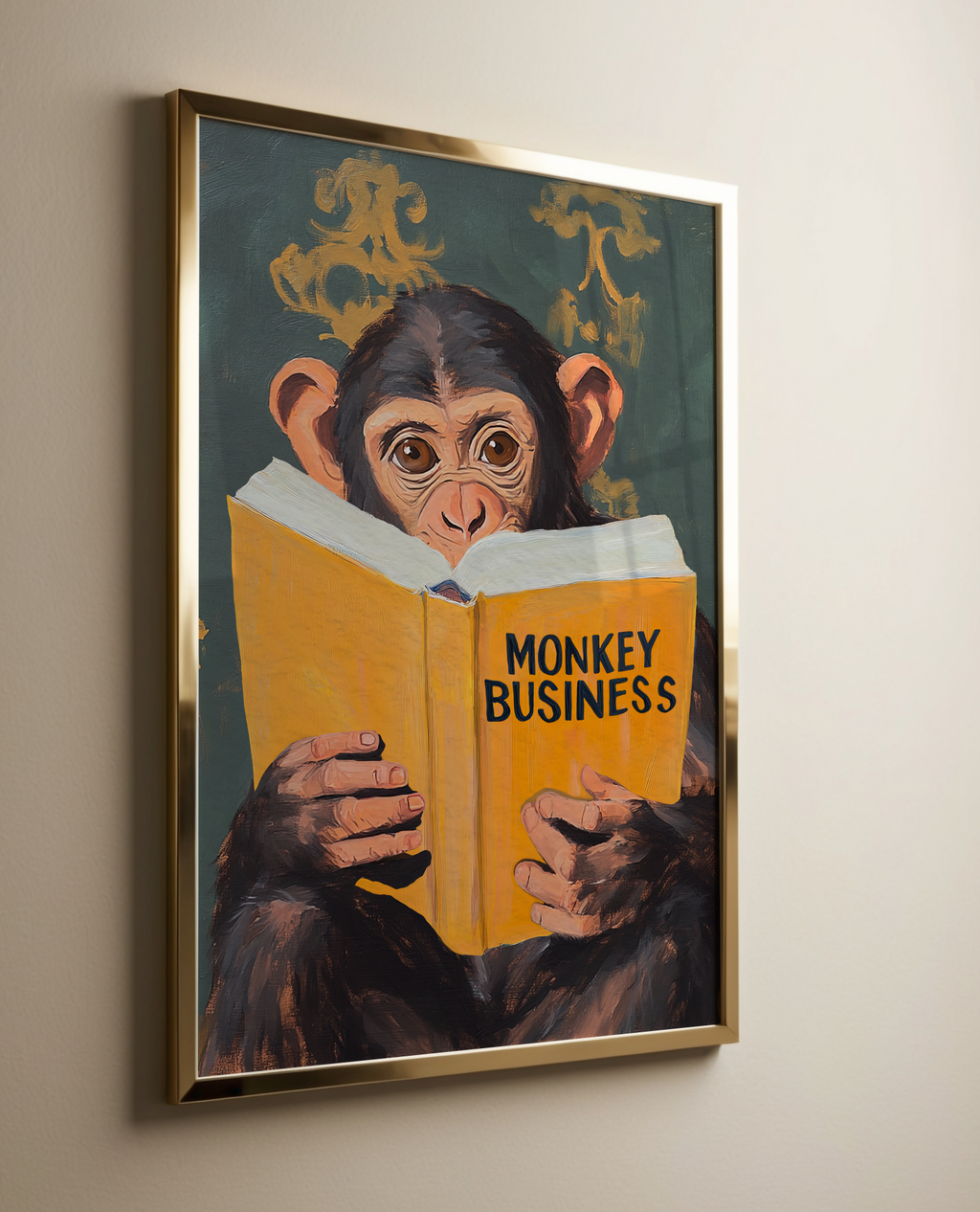 Monkey Business Wall Art – Funny Animal Print, Quirky Monkey Decor, Humor Art, Animal Lover Gift, Playful Wall Art, Jungle Theme Decor