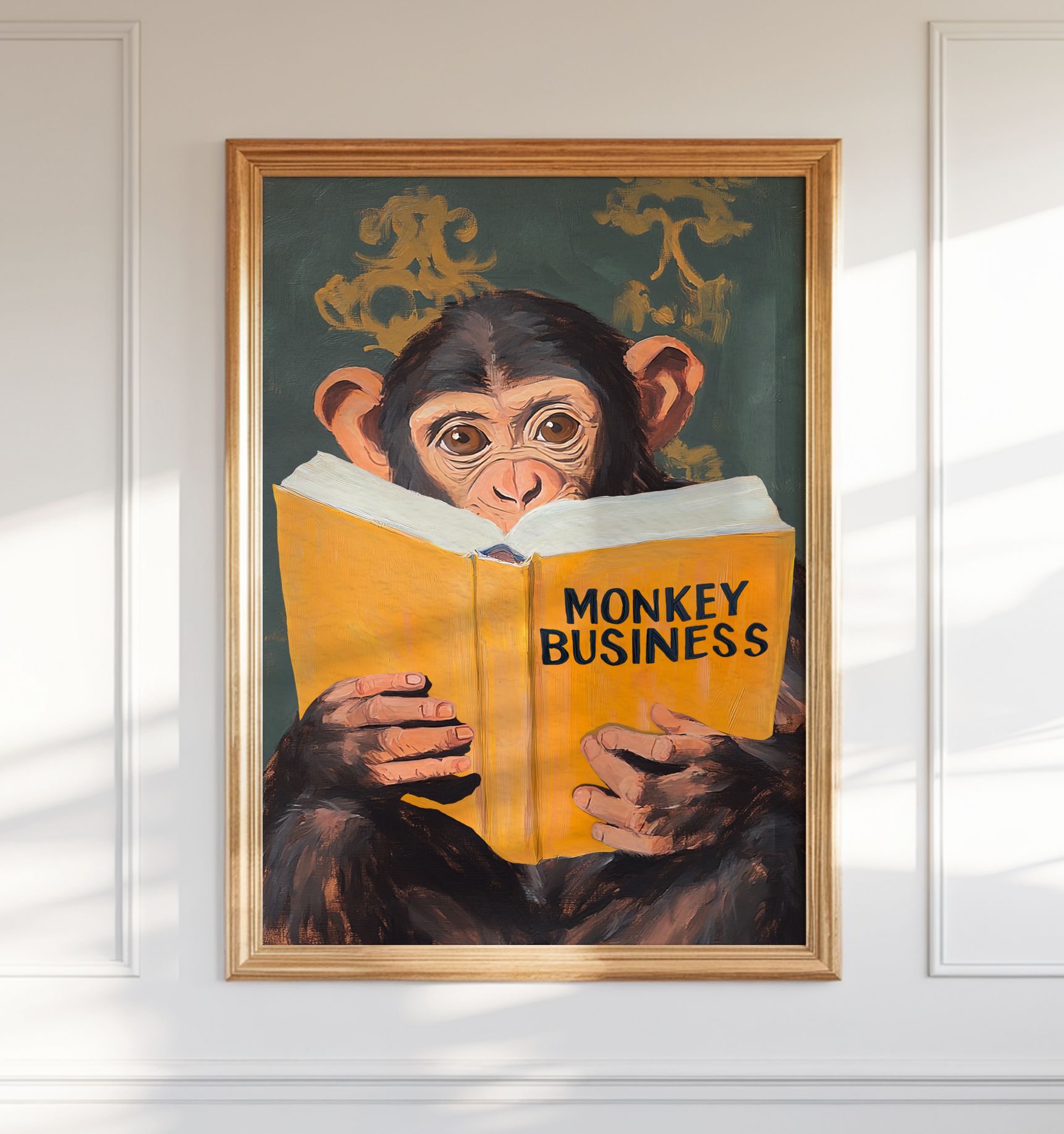 Monkey Business Wall Art – Funny Animal Print, Quirky Monkey Decor, Humor Art, Animal Lover Gift, Playful Wall Art, Jungle Theme Decor