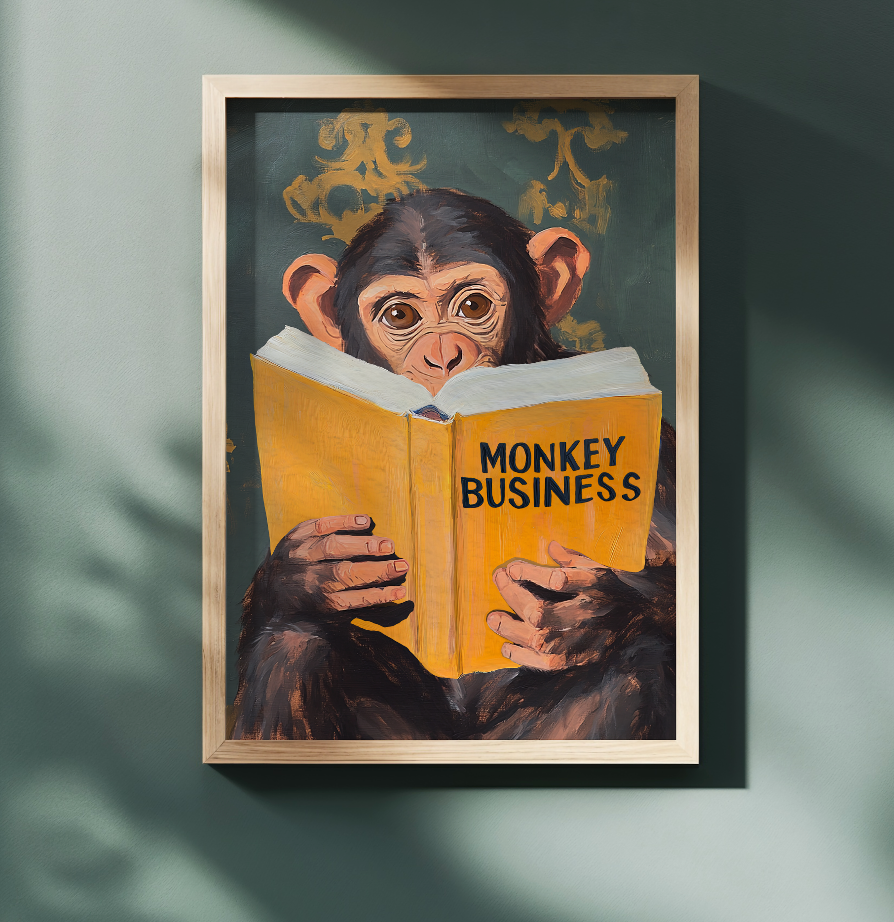 Monkey Business Wall Art – Funny Animal Print, Quirky Monkey Decor, Humor Art, Animal Lover Gift, Playful Wall Art, Jungle Theme Decor