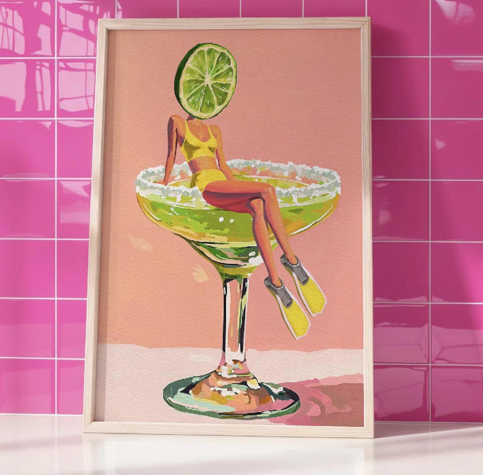 Retro Margarita Cocktail Bar Art Print - Fun Kitchen Wall Decor for Tequila Lovers