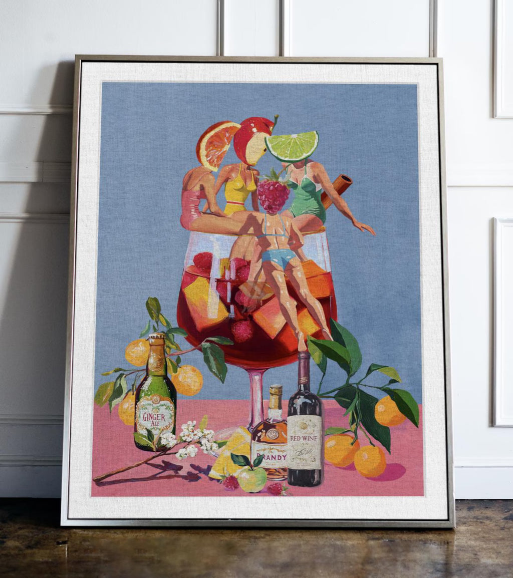 Vibrant Sangria Art Print: Playful Cocktail Wall Decor for Bar, Kitchen, and Wine Enthusiasts