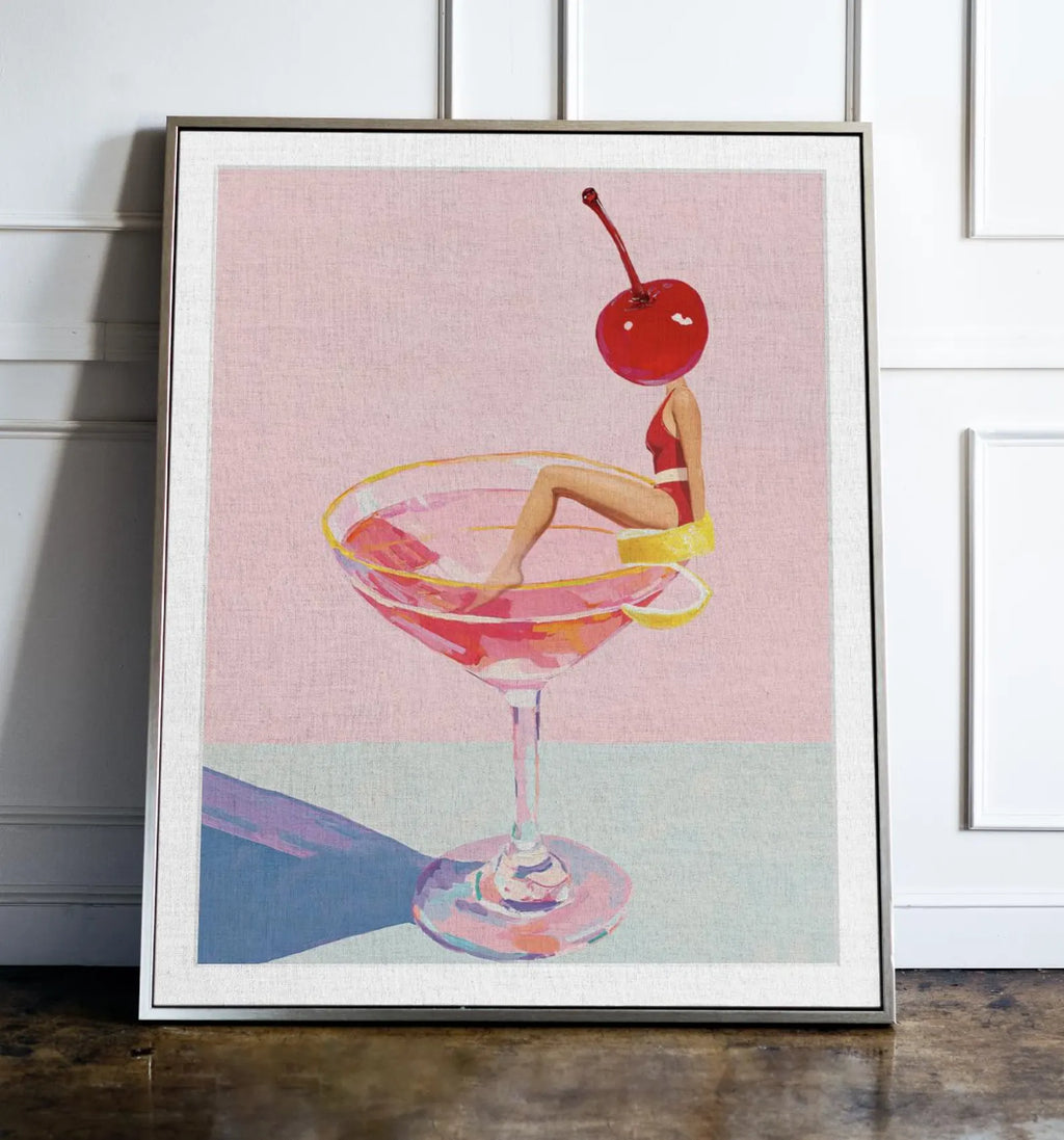 Elegant Cosmopolitan Cocktail Wall Art: Pink Drink Aesthetic Poster for Chic Bar & Home Decor