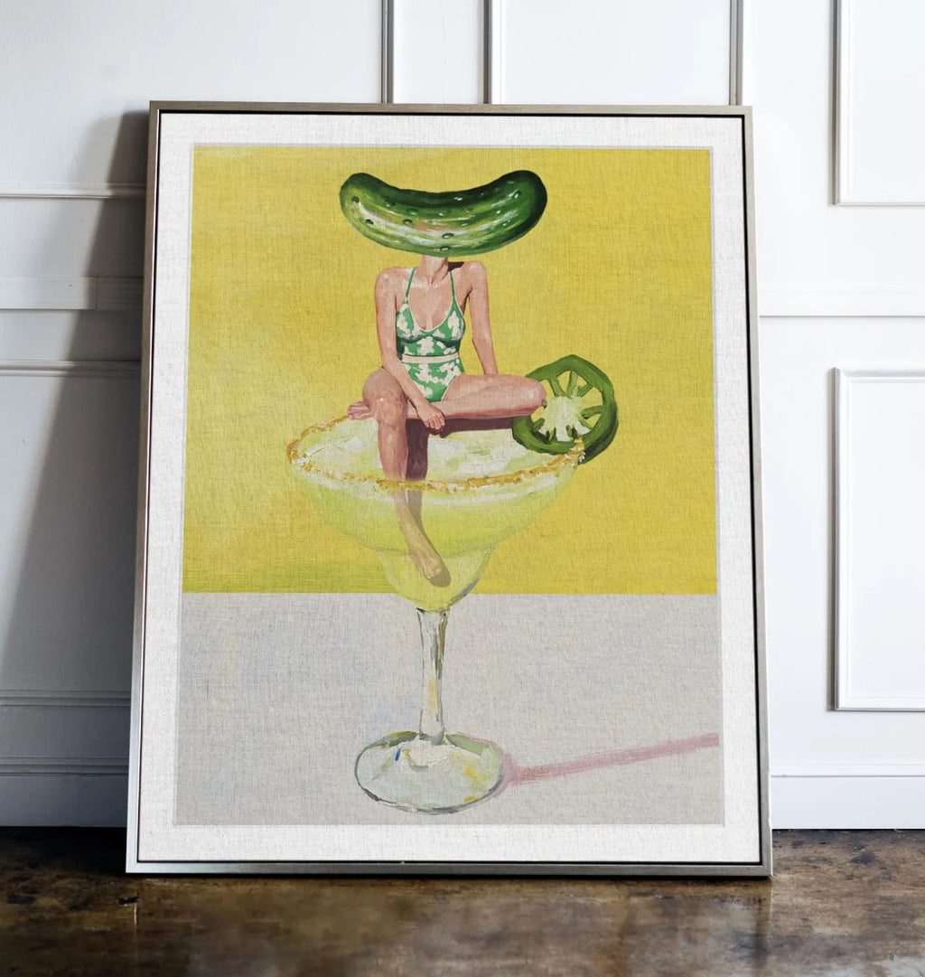Spicy Pickle Jalapeño Margarita Retro Wall Art Poster - Fun Bar Decor for Cocktail Enthusiasts