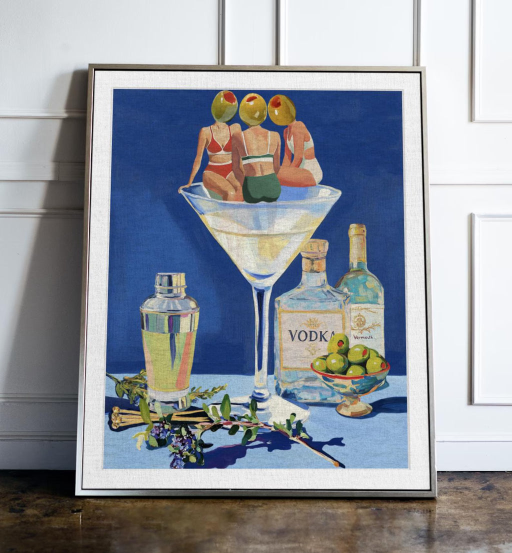 Vintage Dirty Martini Bar Print - Retro Cocktail Wall Art for Home Bar & Kitchen Decor
