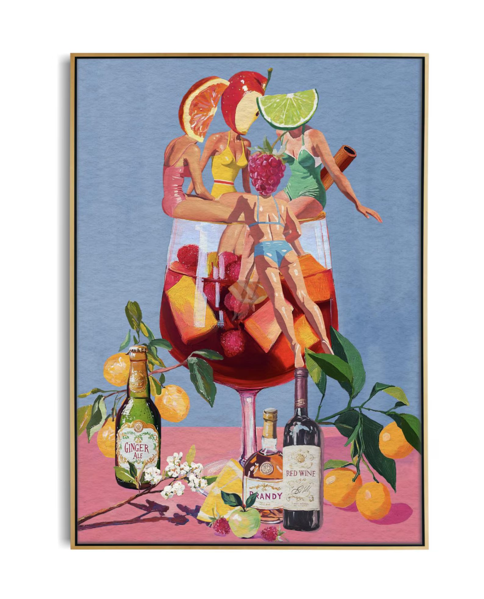Vibrant Sangria Art Print: Playful Cocktail Wall Decor for Bar, Kitchen, and Wine Enthusiasts