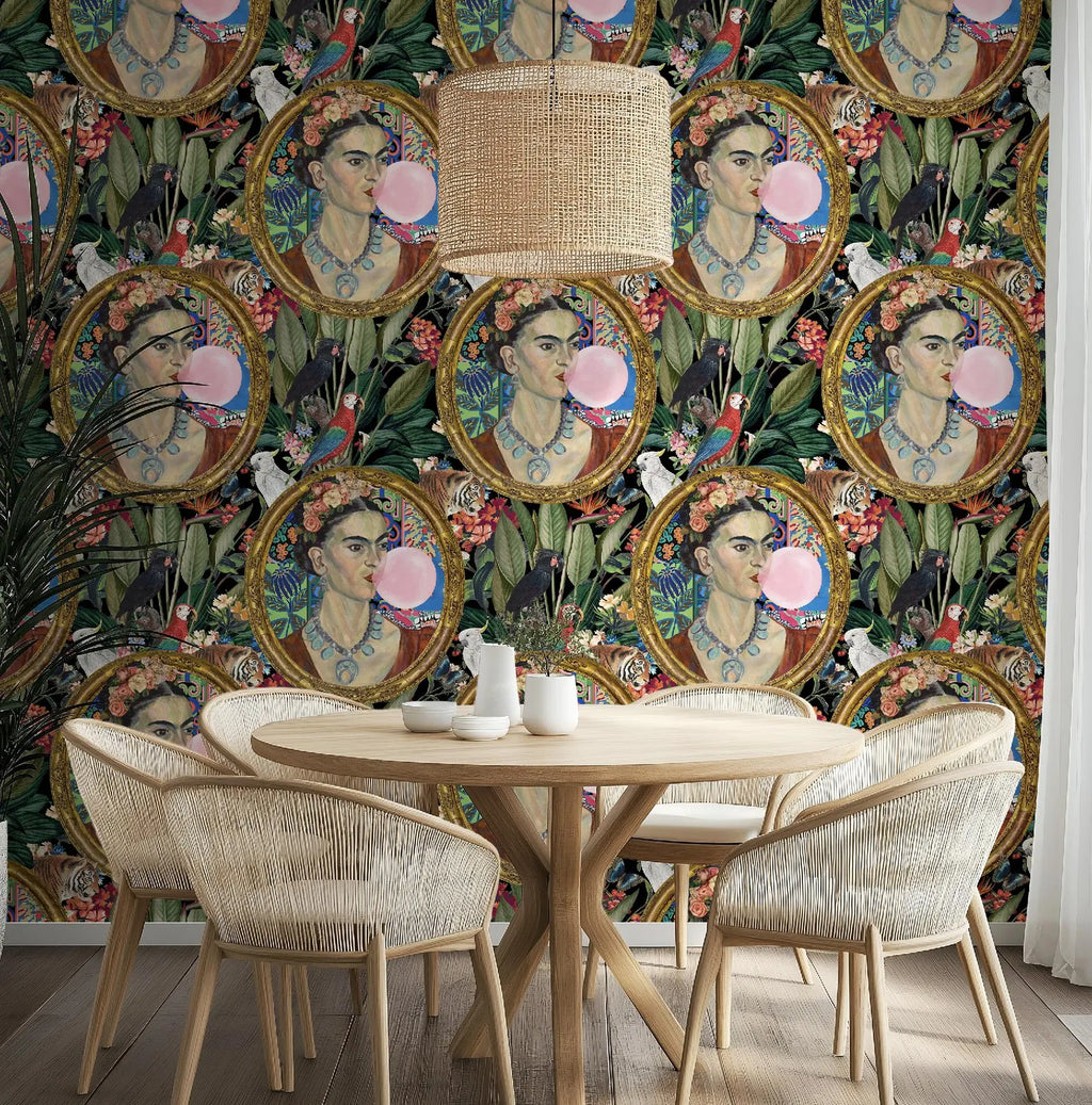 Frida Kahlo Inspired Boho Botanical Tropical Wallpaper
