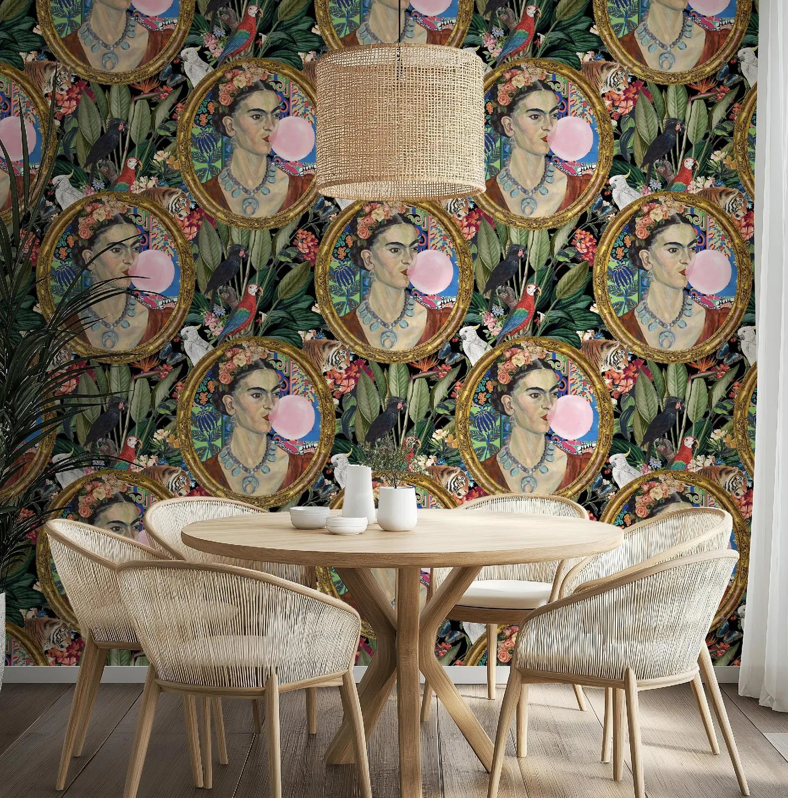 Frida Kahlo Inspired Boho Botanical Tropical Wallpaper