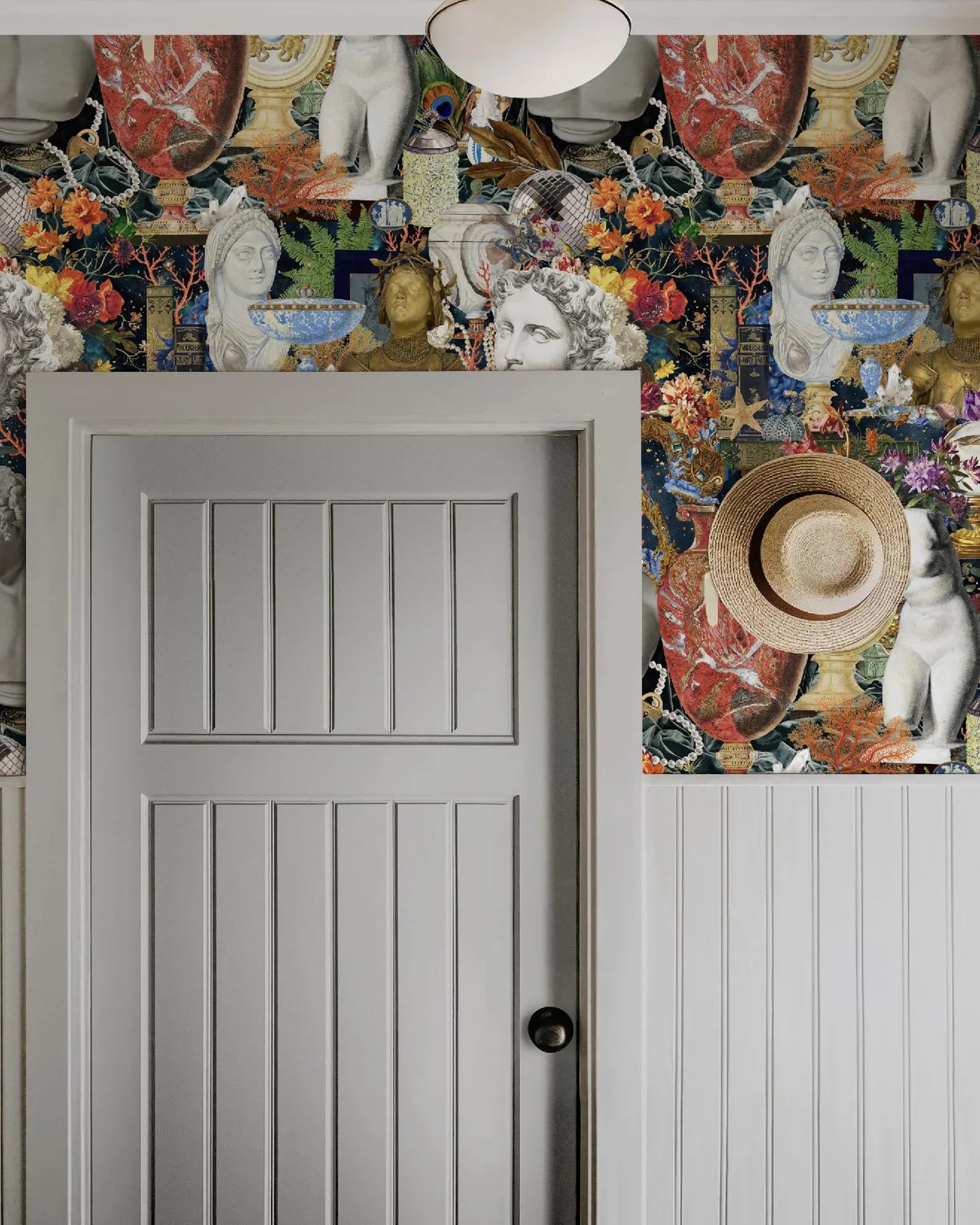 Maximalist Boho Wallpaper: Roman Statues and Modern Artifacts Peel & Stick or Traditional