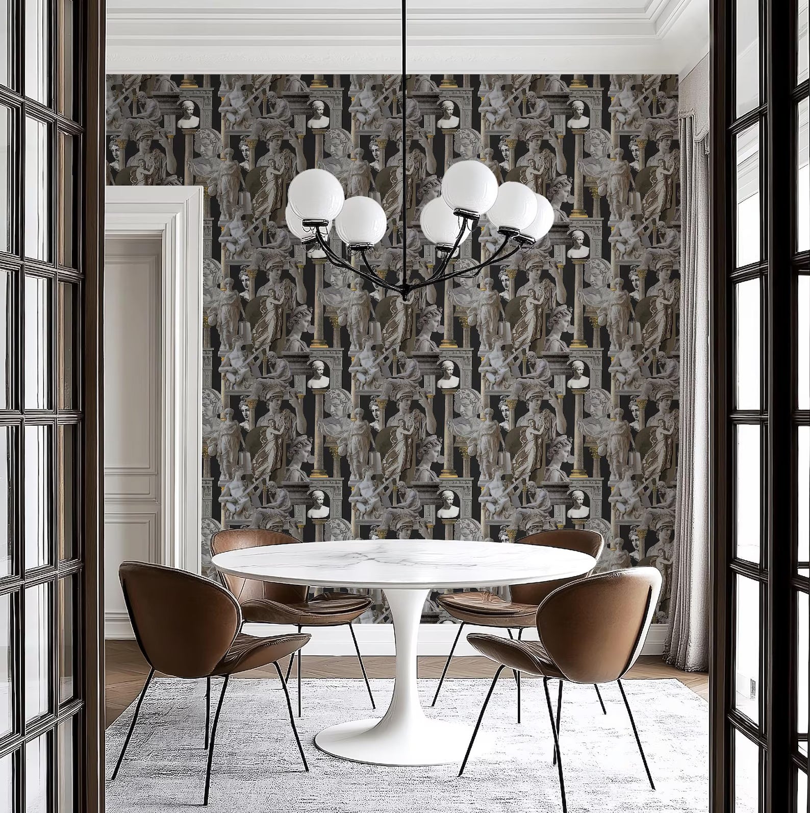 Vibrant Greco-Roman Statue Maximalist Neoclassical Wallpaper