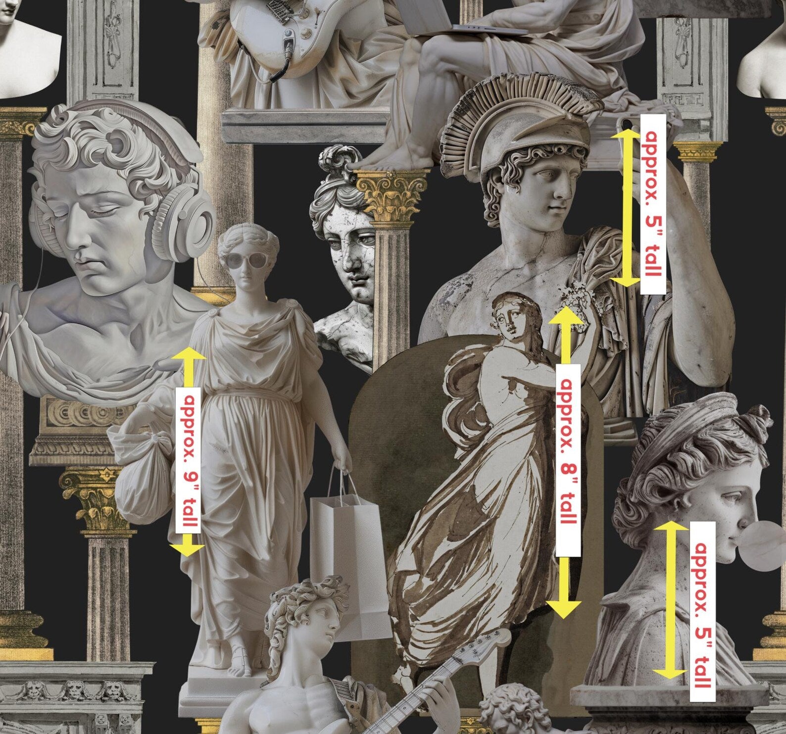 Vibrant Greco-Roman Statue Maximalist Neoclassical Wallpaper