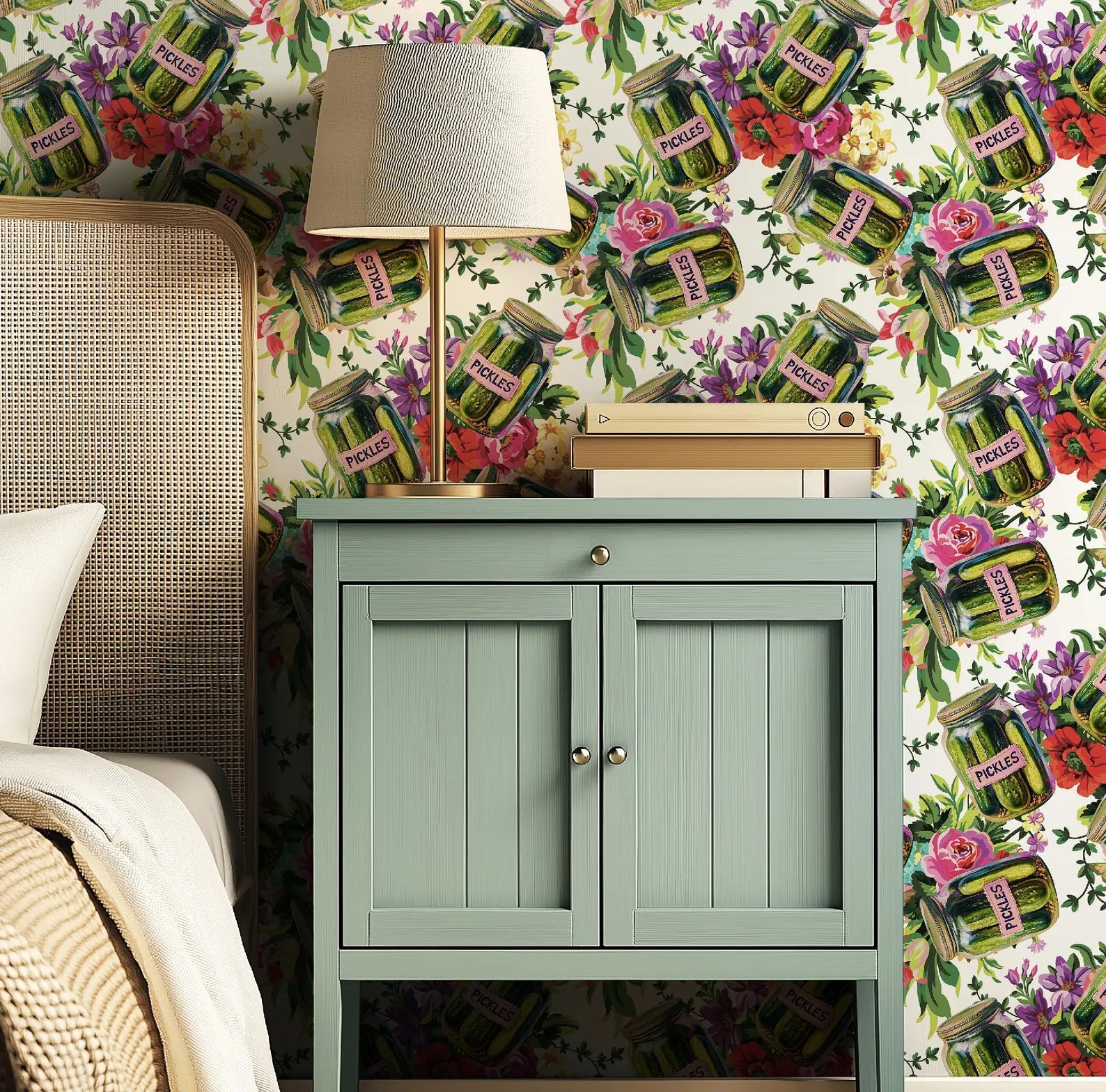 Pickle Lover's Floral Wallpaper