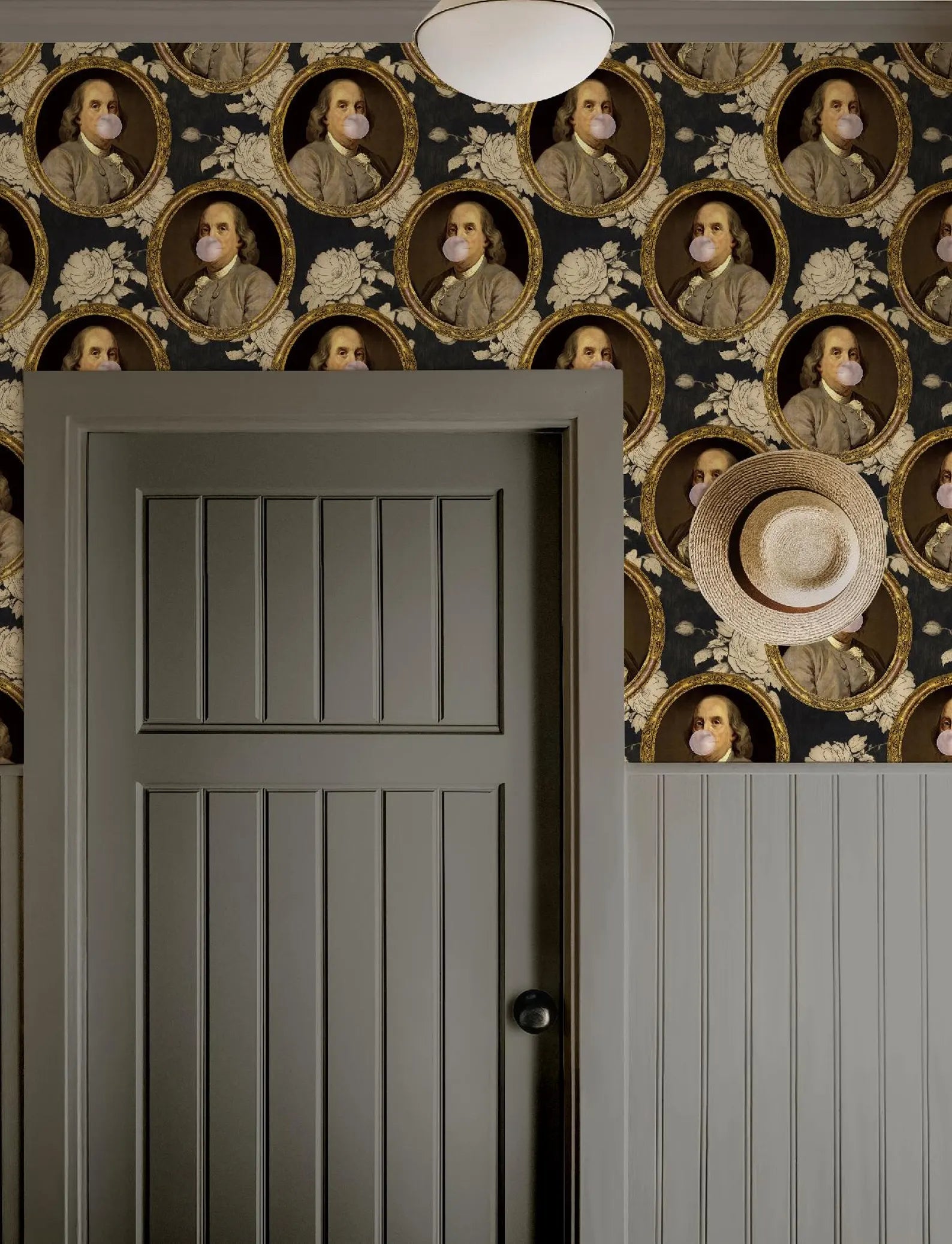 Benjamin Franklin Bubble Gum Floral Funny Wallpaper